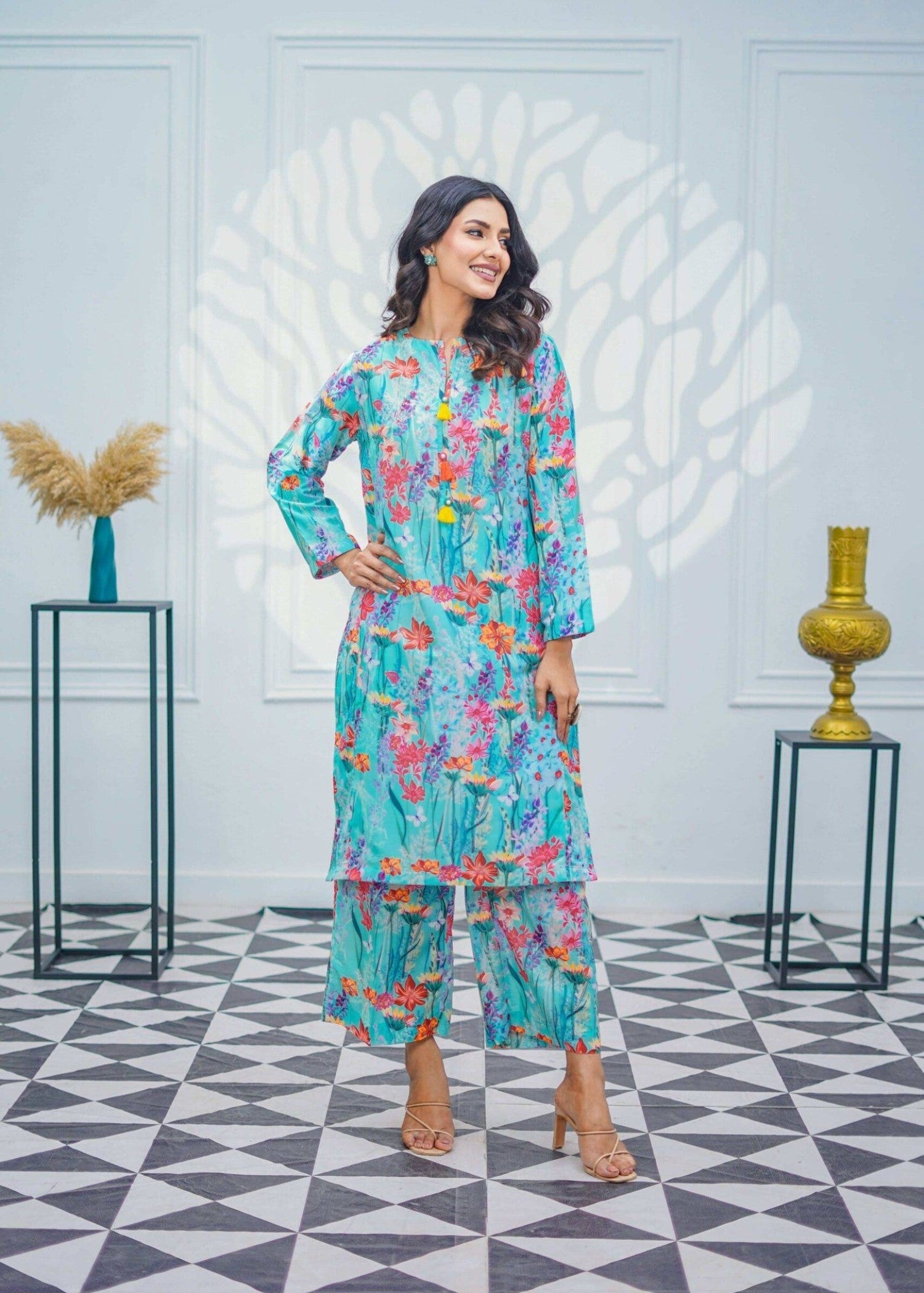 swiss lawn Co Ord Sets in Light blue