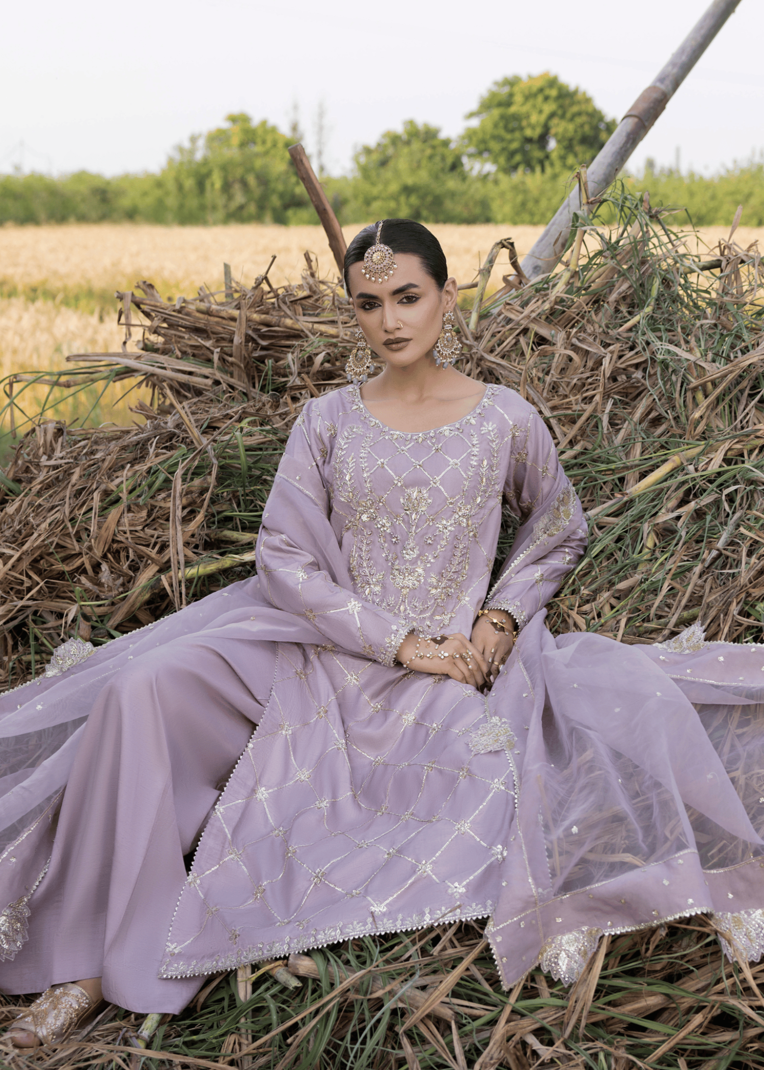 korean raw silk Kurta Set in Lavender