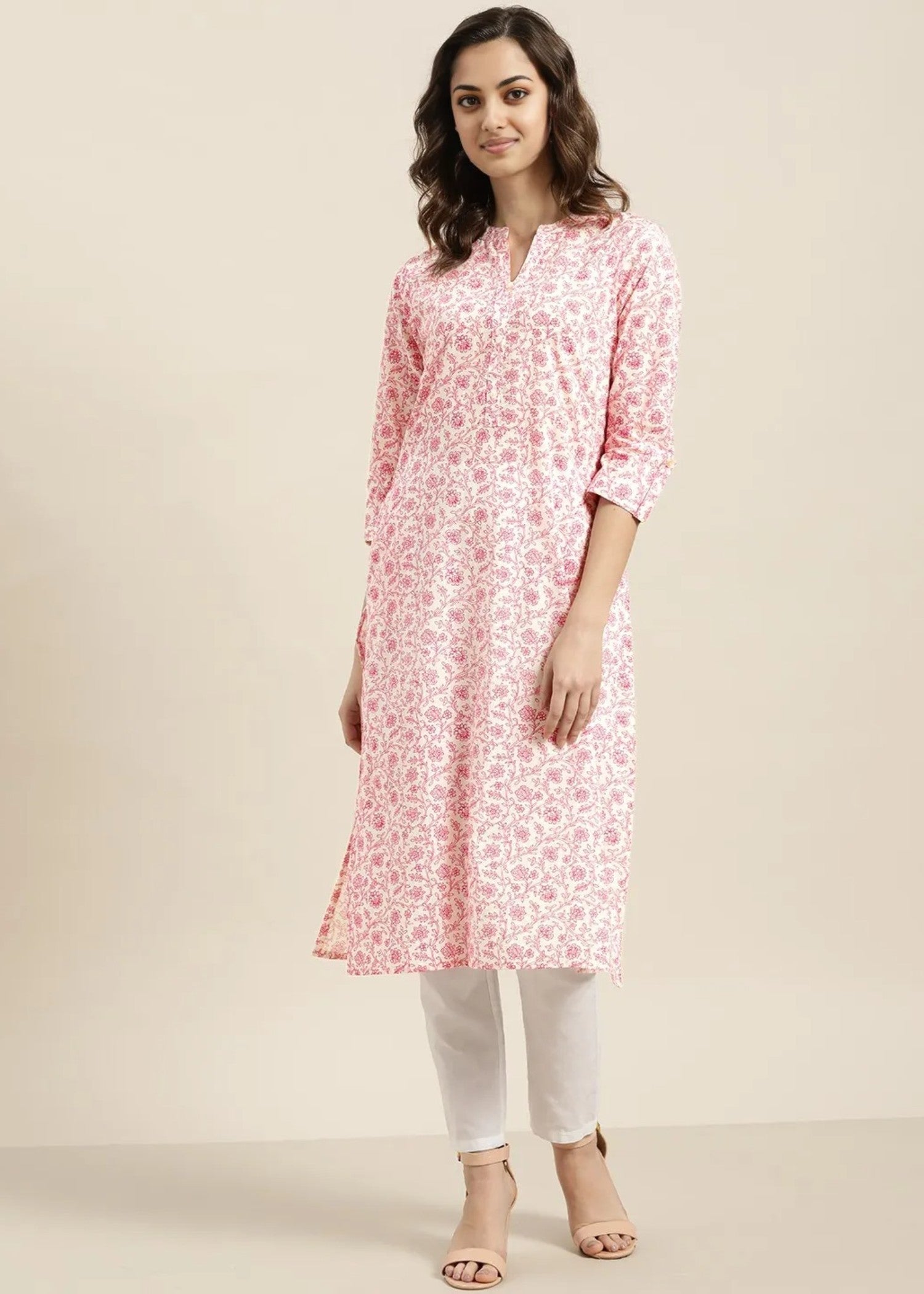linen Kurti in White