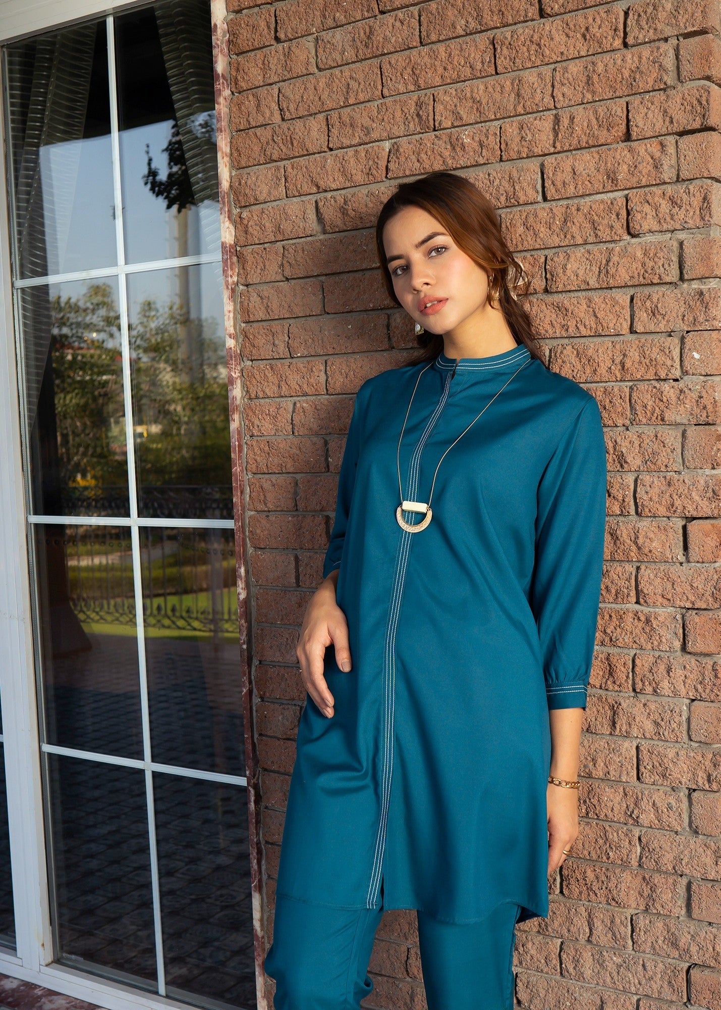 blended satin Co Ord Sets in Teal