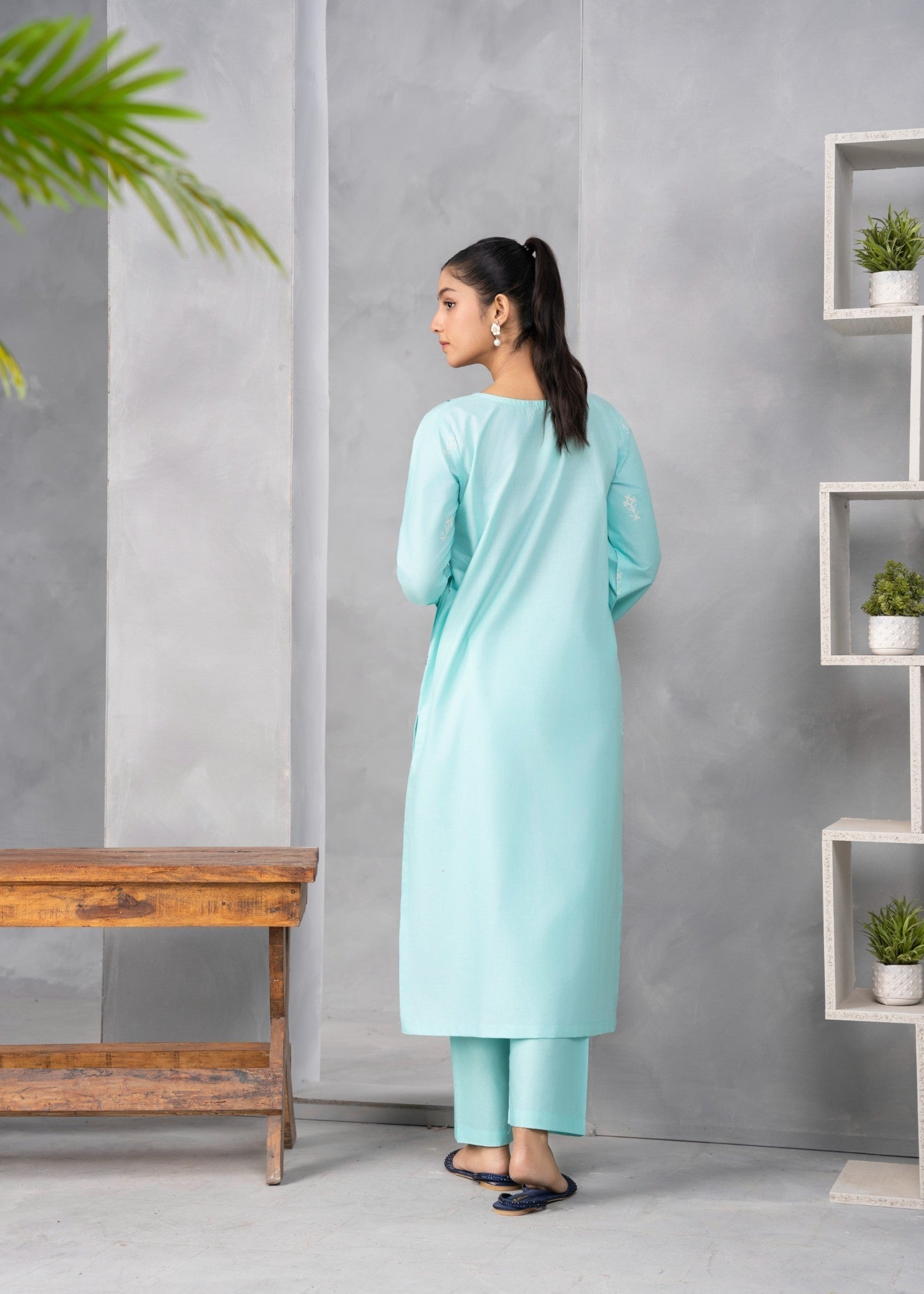 cotton Kurta Set in Sky blue