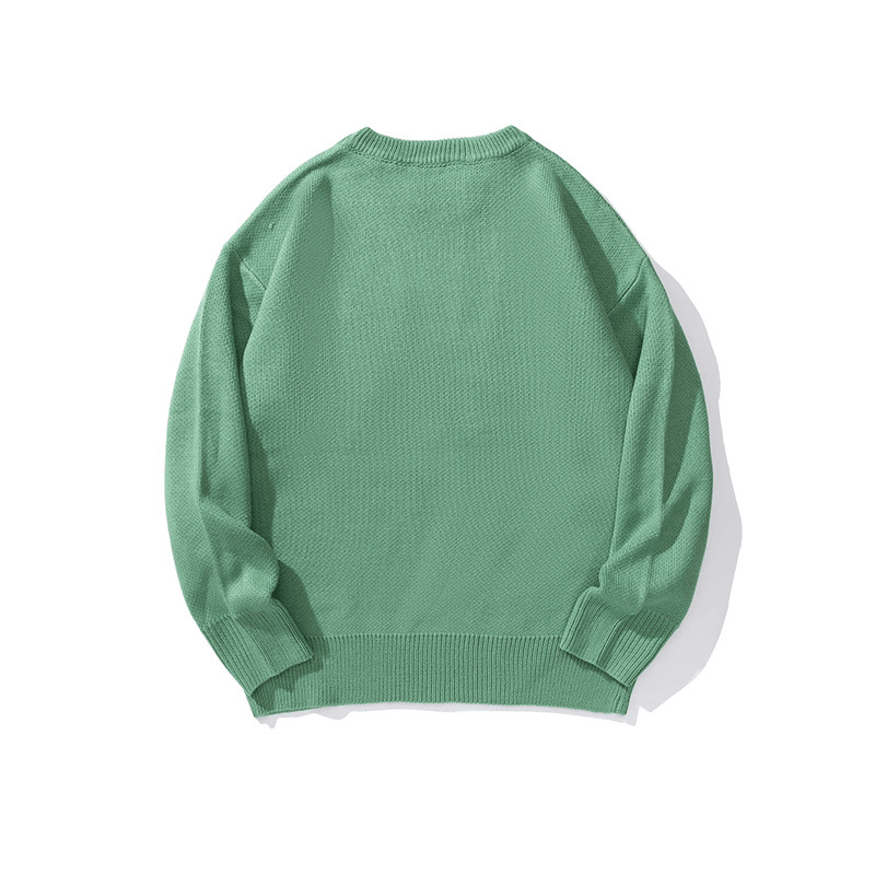 Autumn and Winter Neutral Jacquard Embroidery Casual Loose Sweater