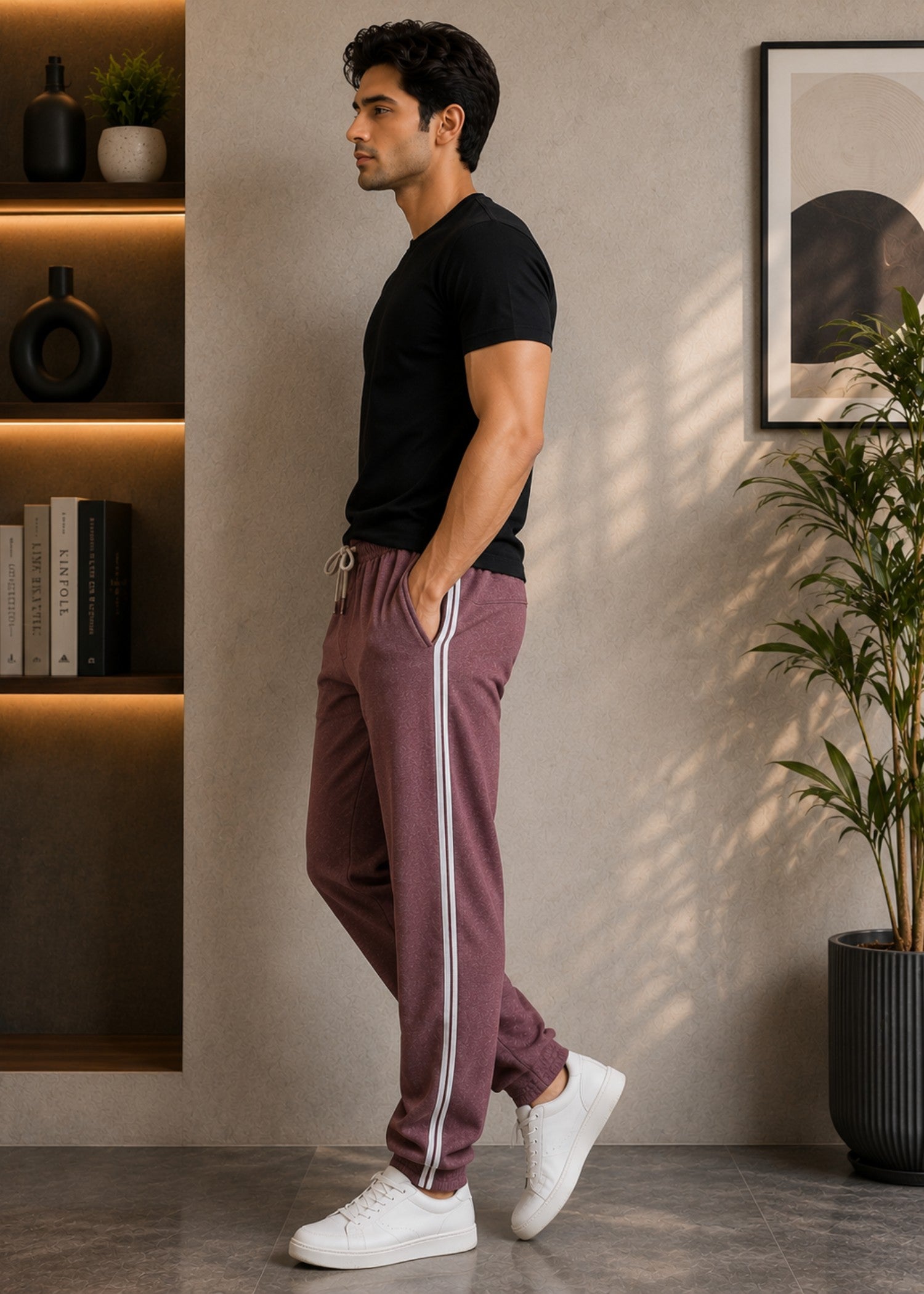 cotton Trousers in Maroon