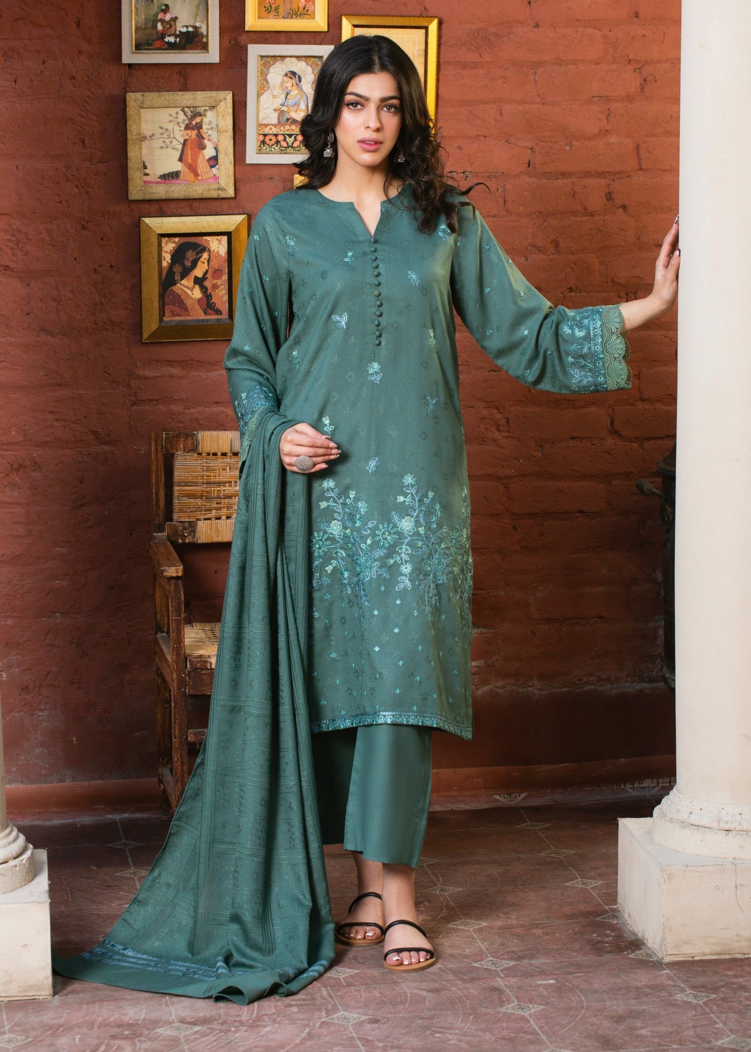 jacquard Unstitched in Sea green