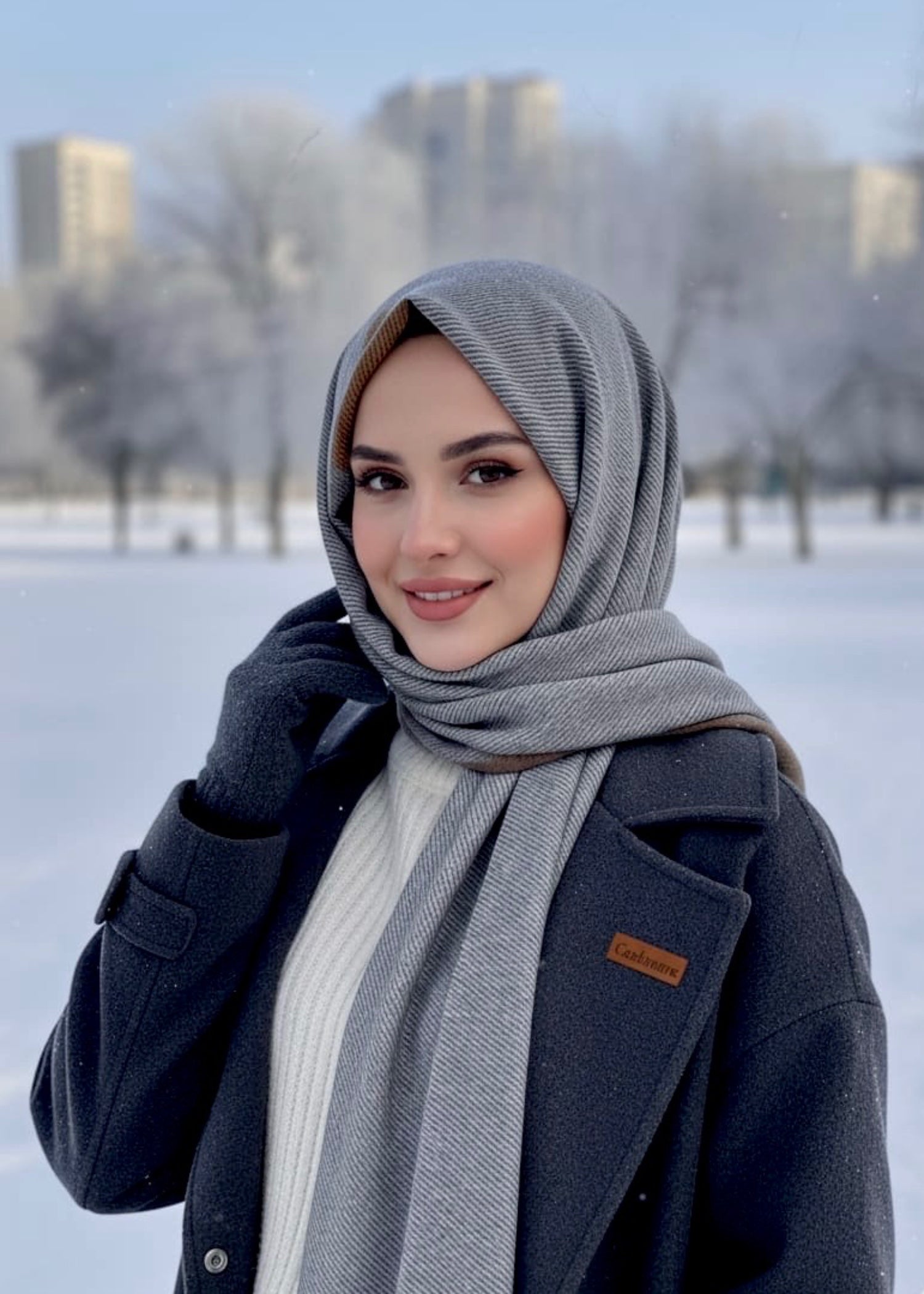 wool Hijab in Charcoal