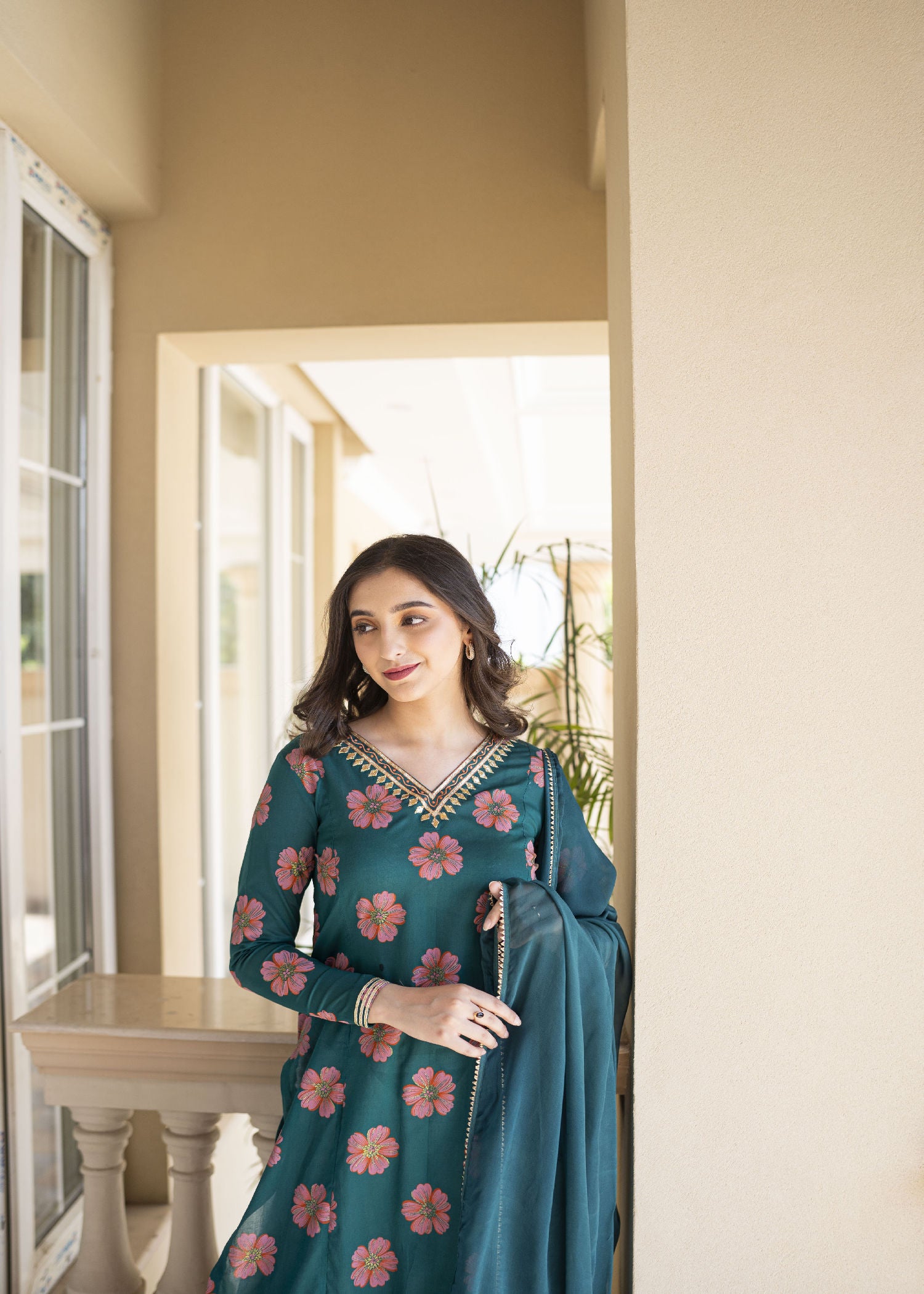 lawn Kurti in Teal