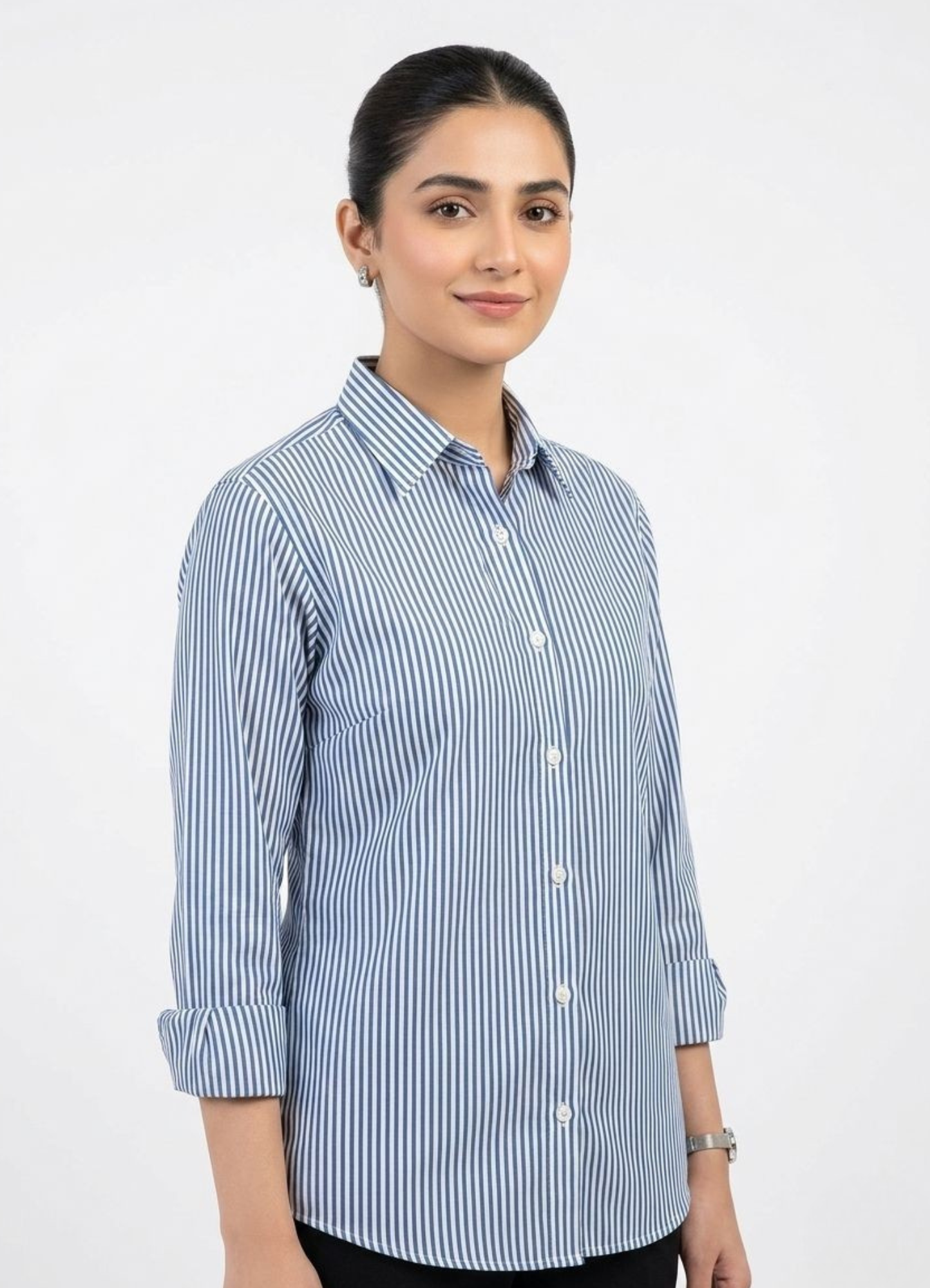 cotton silk Top in Blue, white