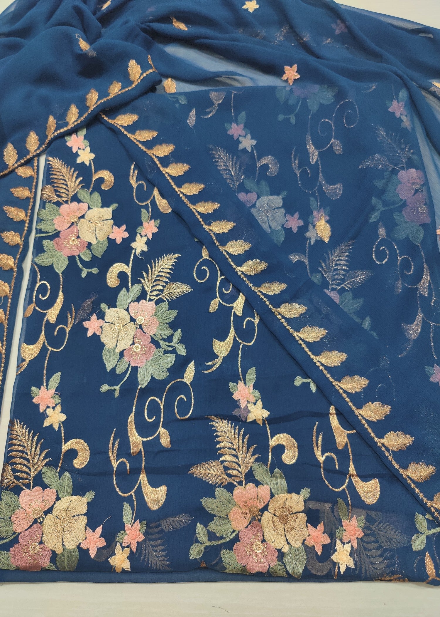 chiffon Unstitched in Sapphire blue