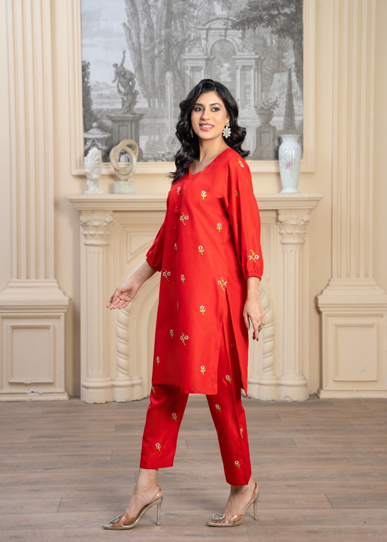 linen Co Ord Sets in Tomato red