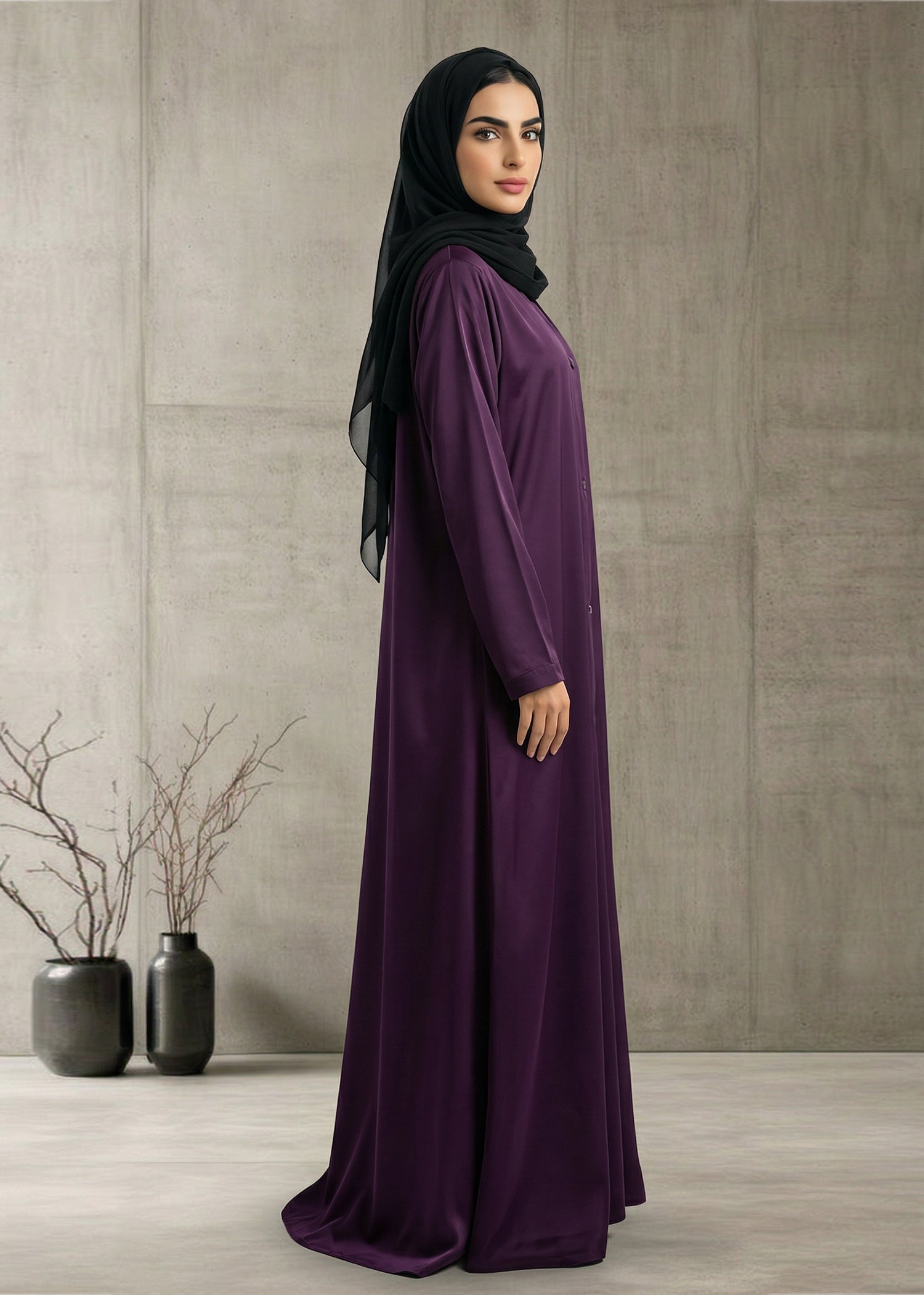 silk Abaya in Purple heart