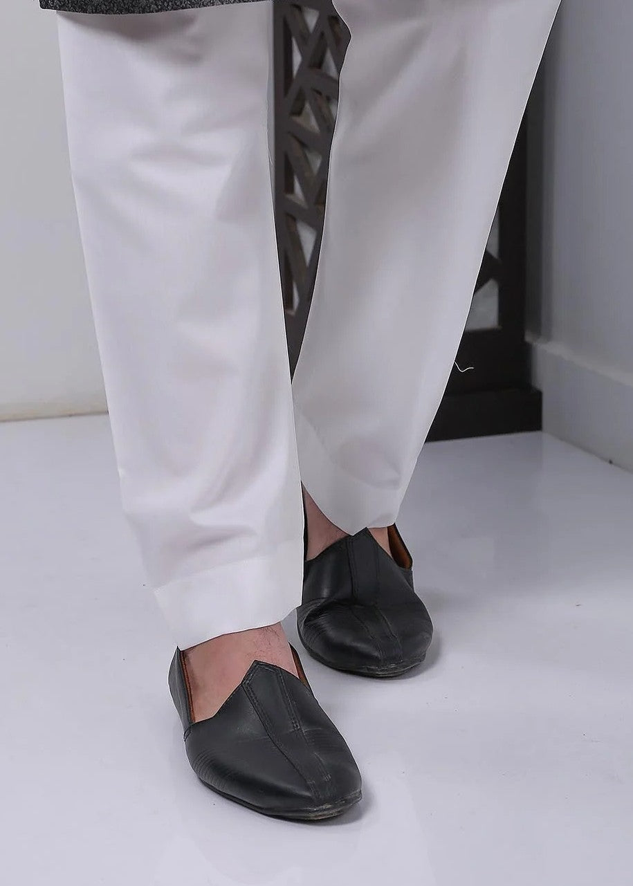 cotton silk Trousers in Off-white
