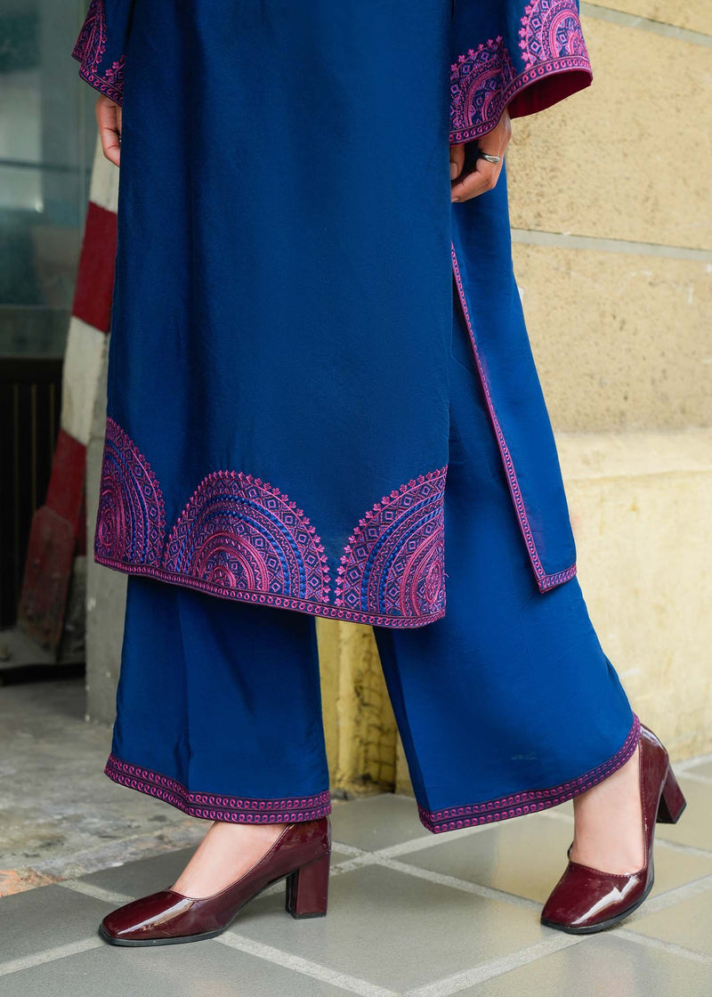 fine khaddar Kurta Set in Navy blue