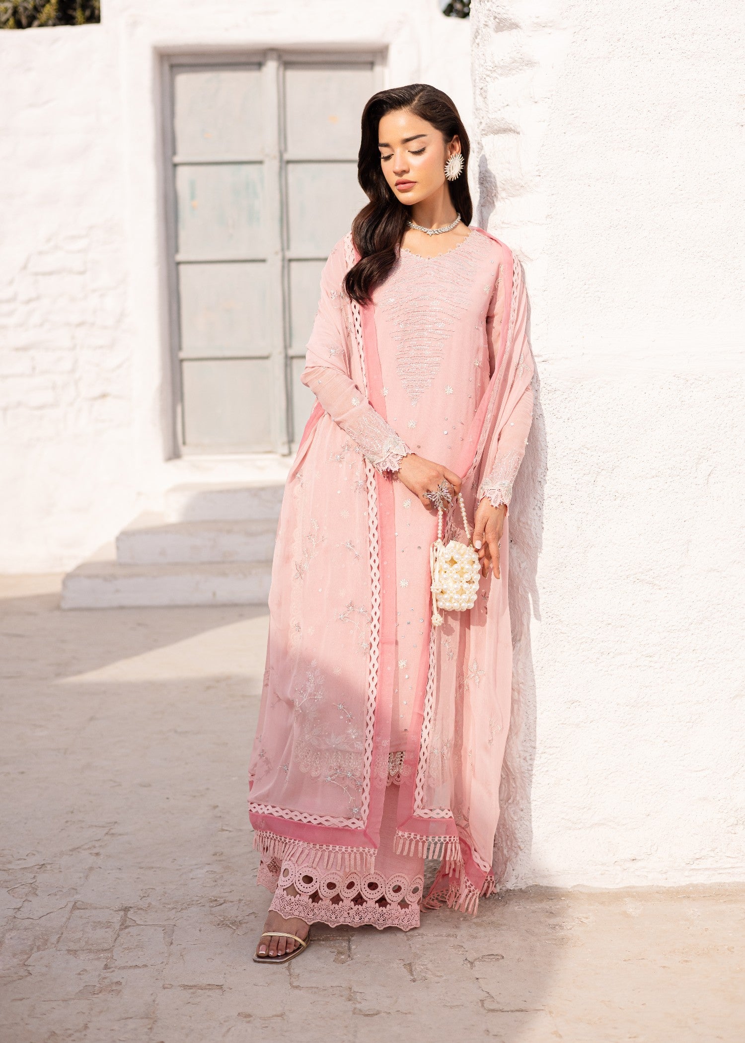tussar silk Unstitched in Pink