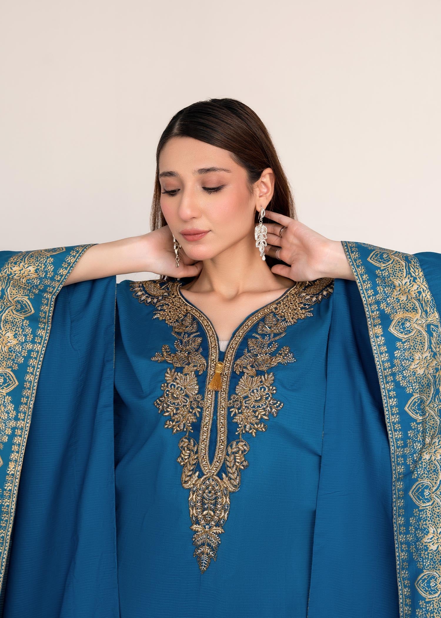 lawn Kaftan in Steel blue