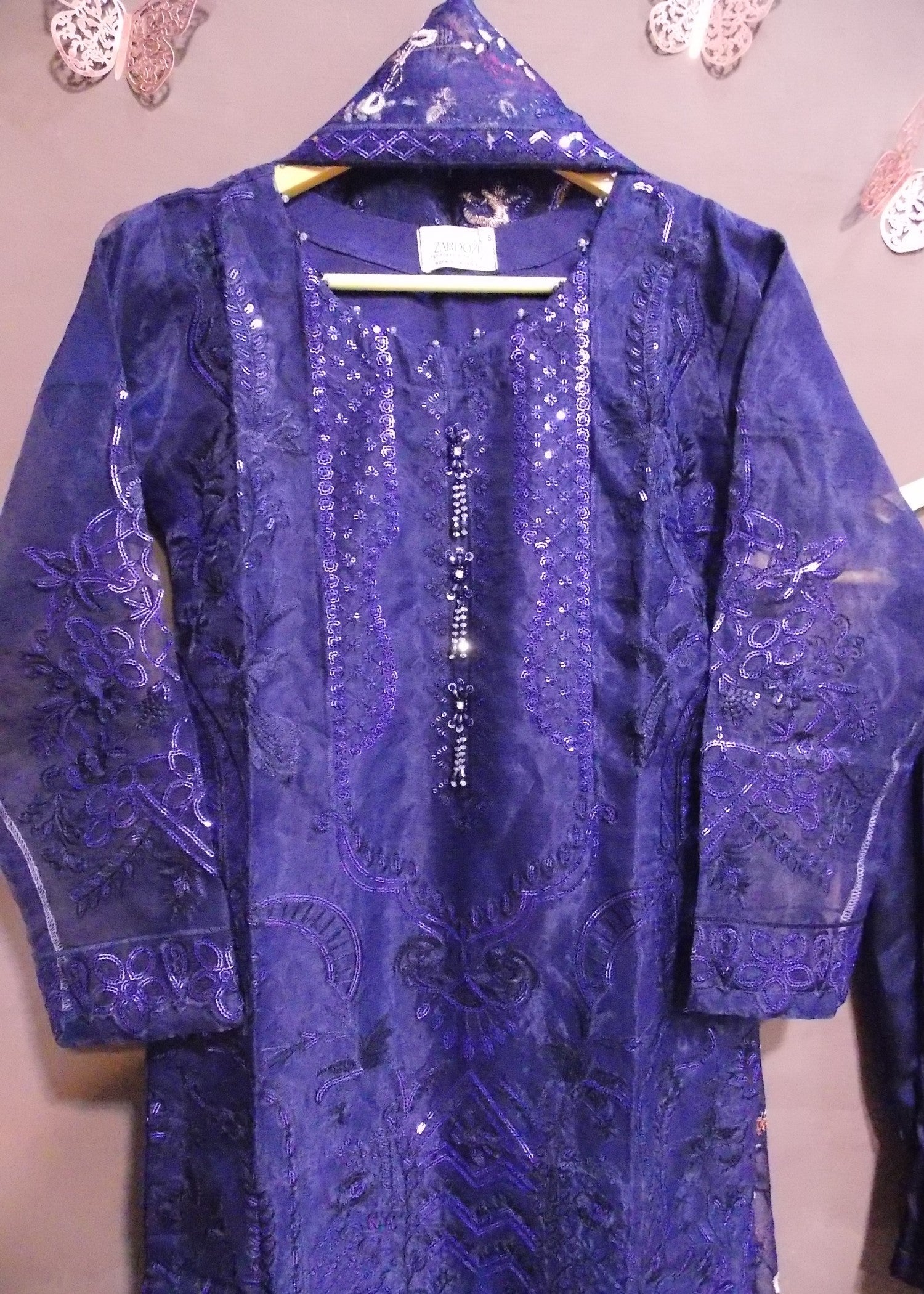 organza Kurta Set in Navy blue