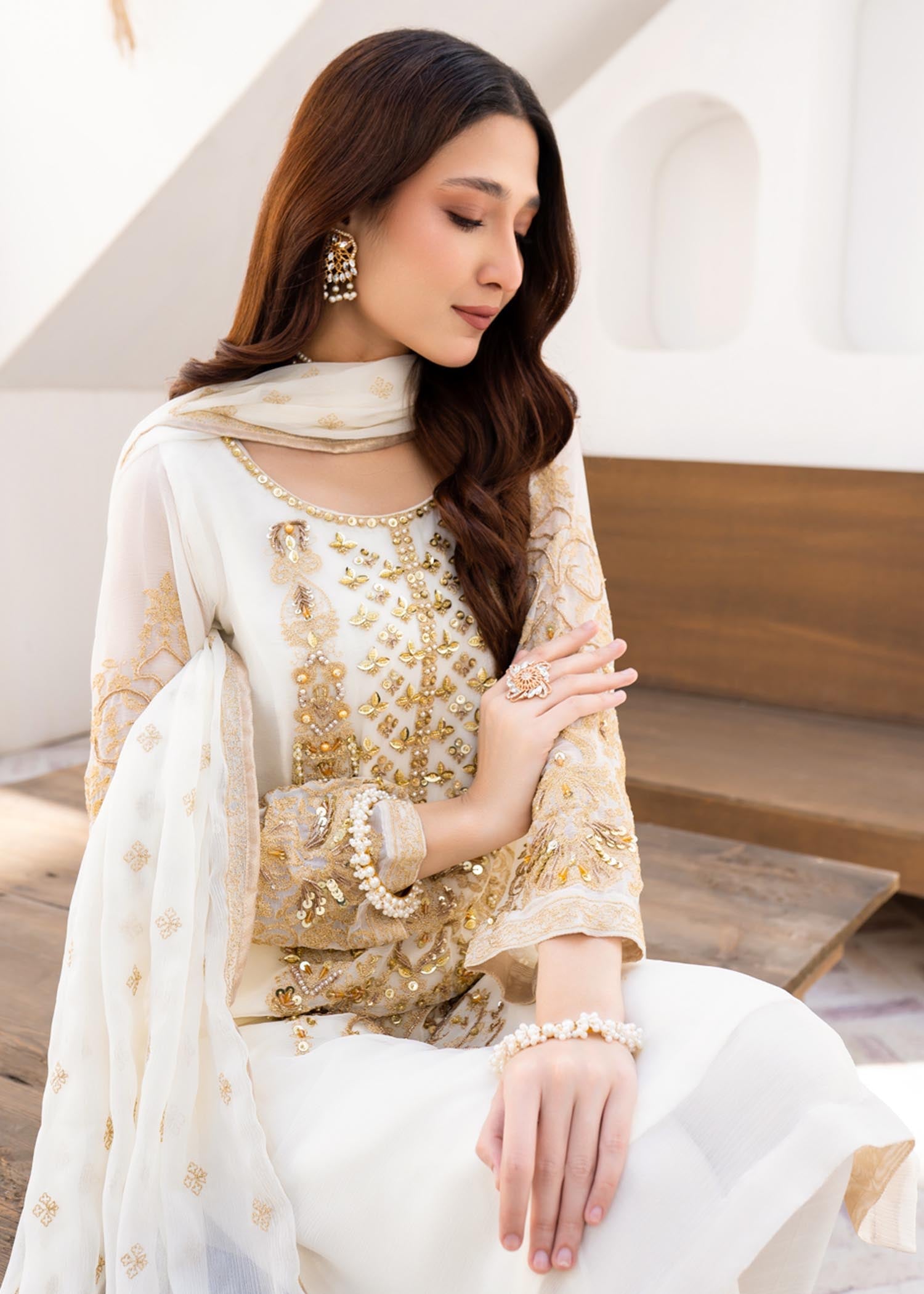 chiffon Unstitched in White