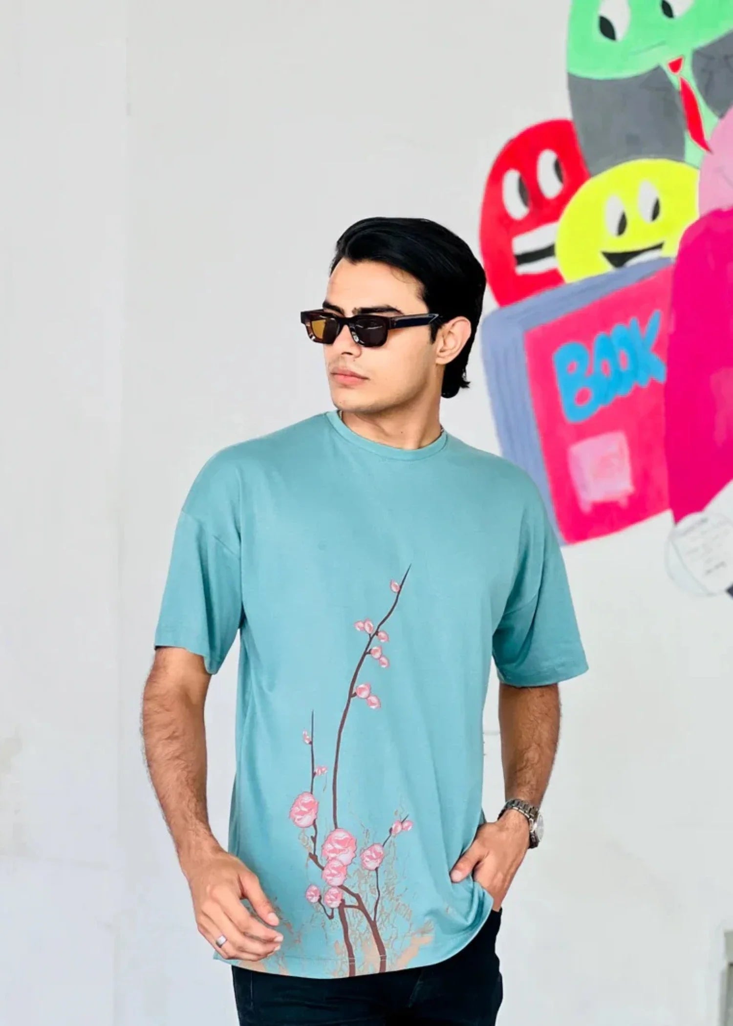 polycotton T Shirt in Frost blue
