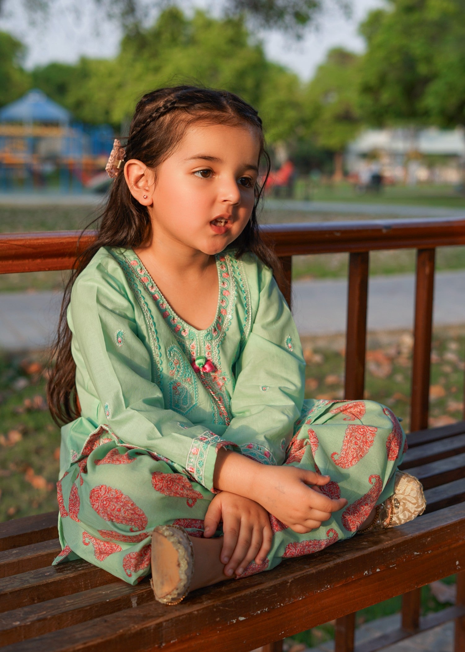 cotton Kurta Set in Pastel green