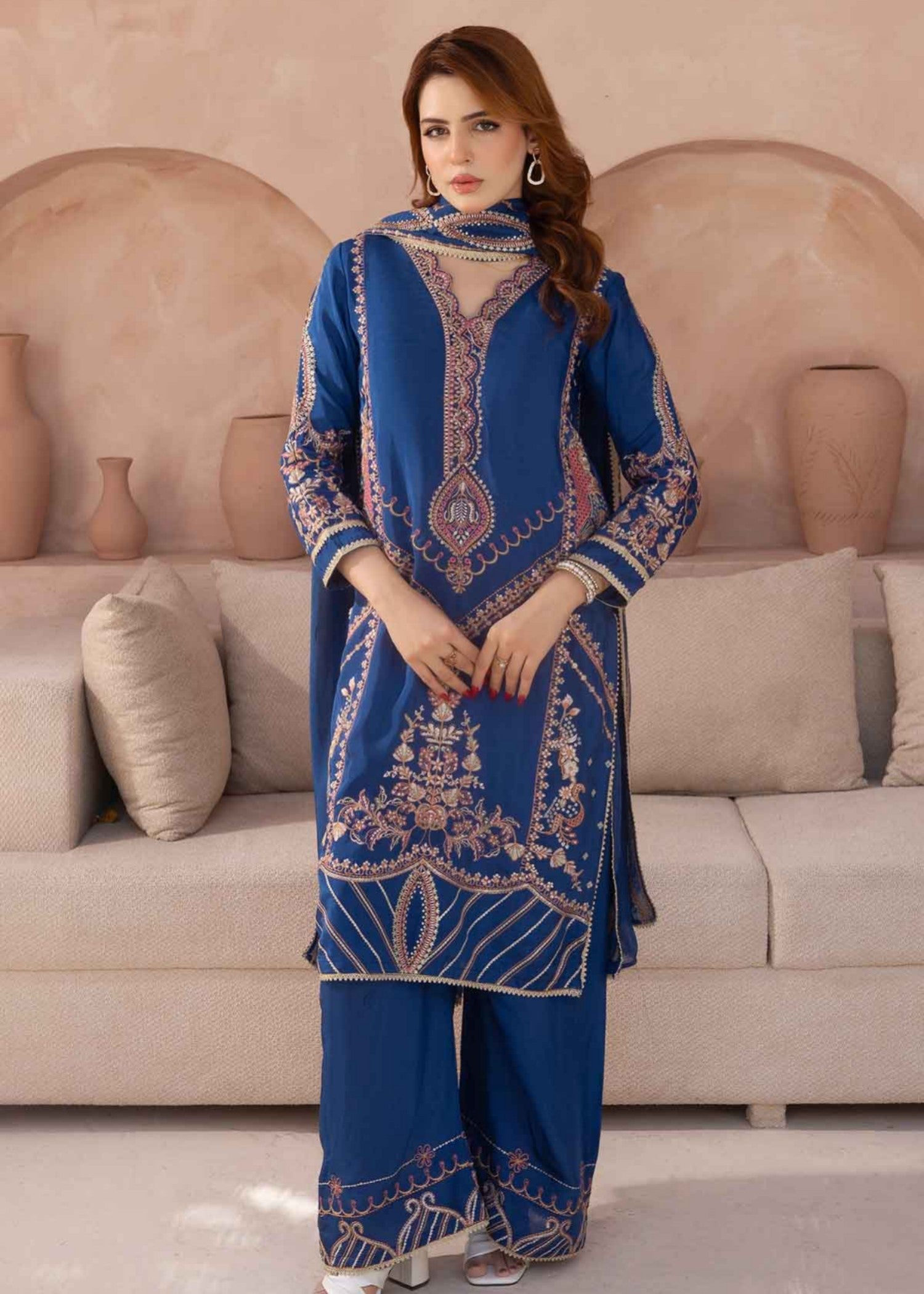 silk grip Kurta Set in Navy blue