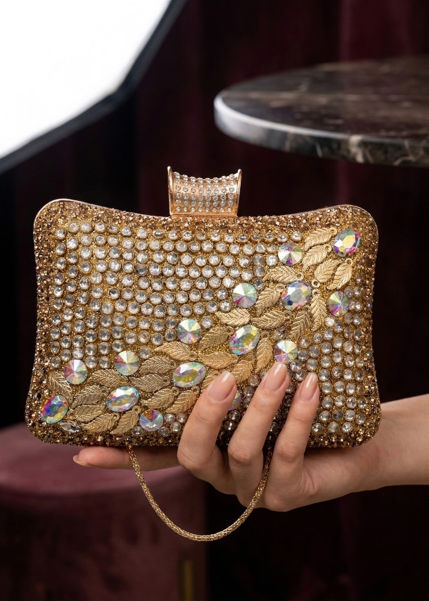 Clutch in Champagne, gold Color by - Trendy Women Clutch QKR2211