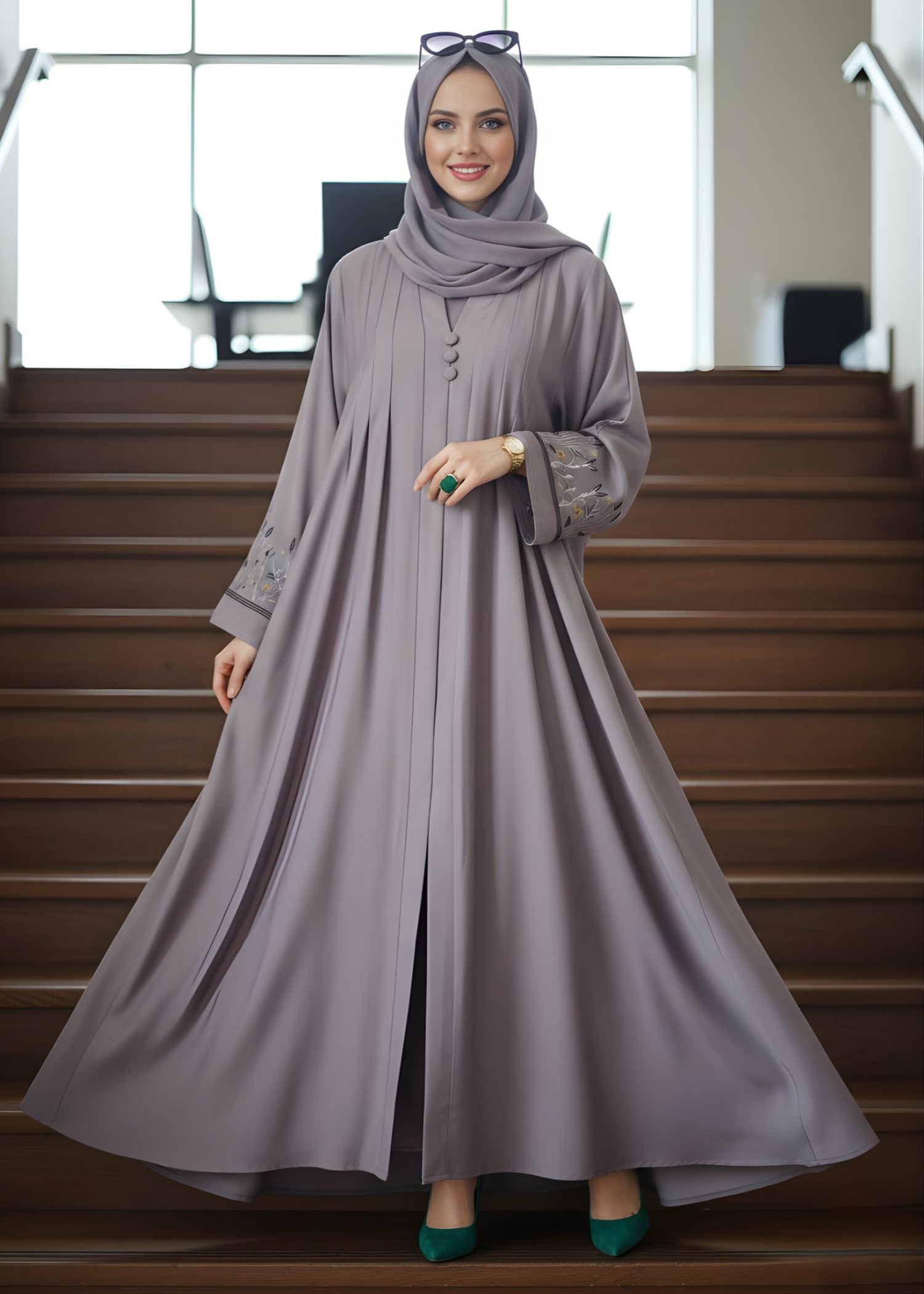 nidha blend Abaya in Lynx white