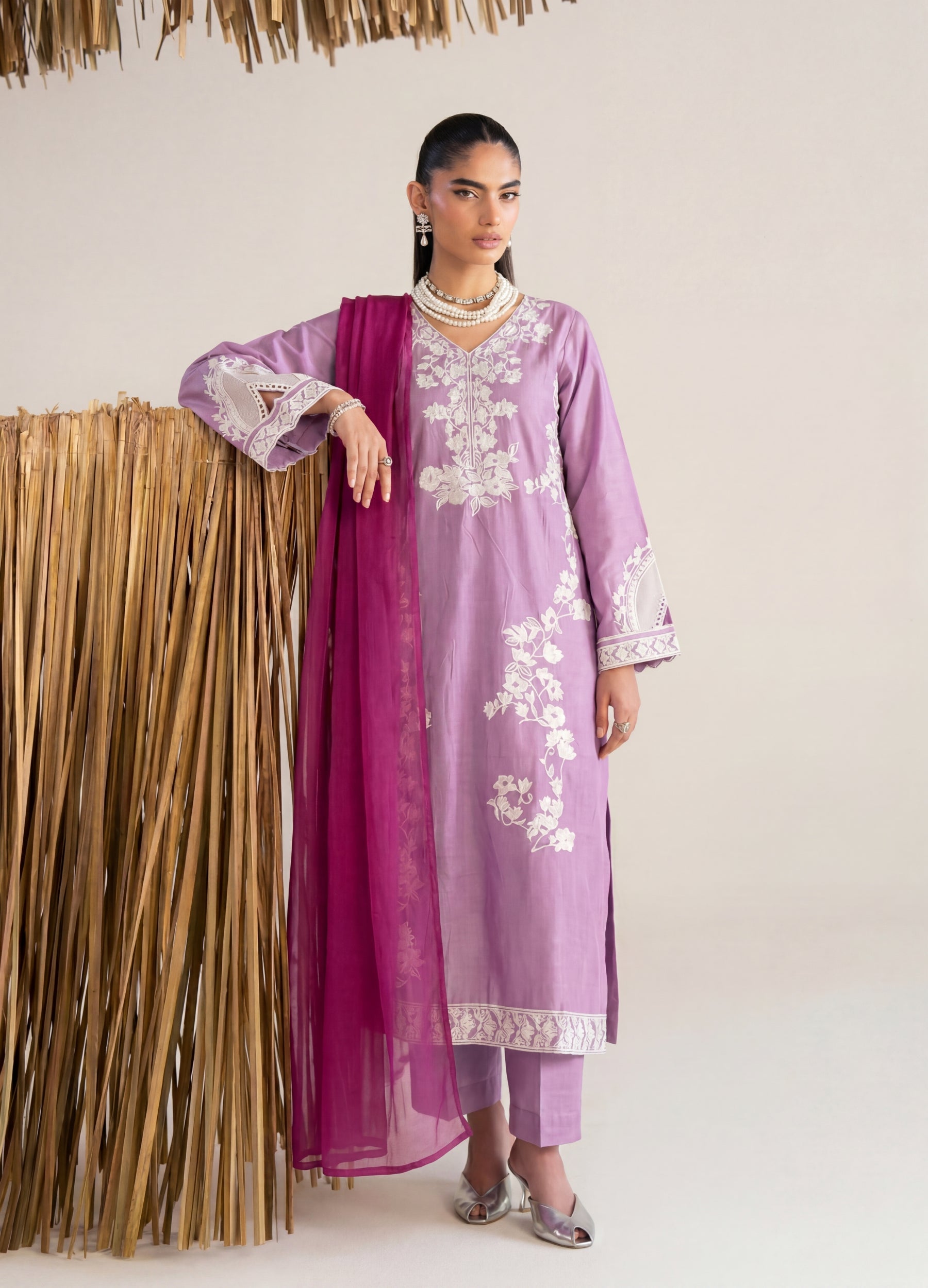 linen Kurta Set in Bubblegum
