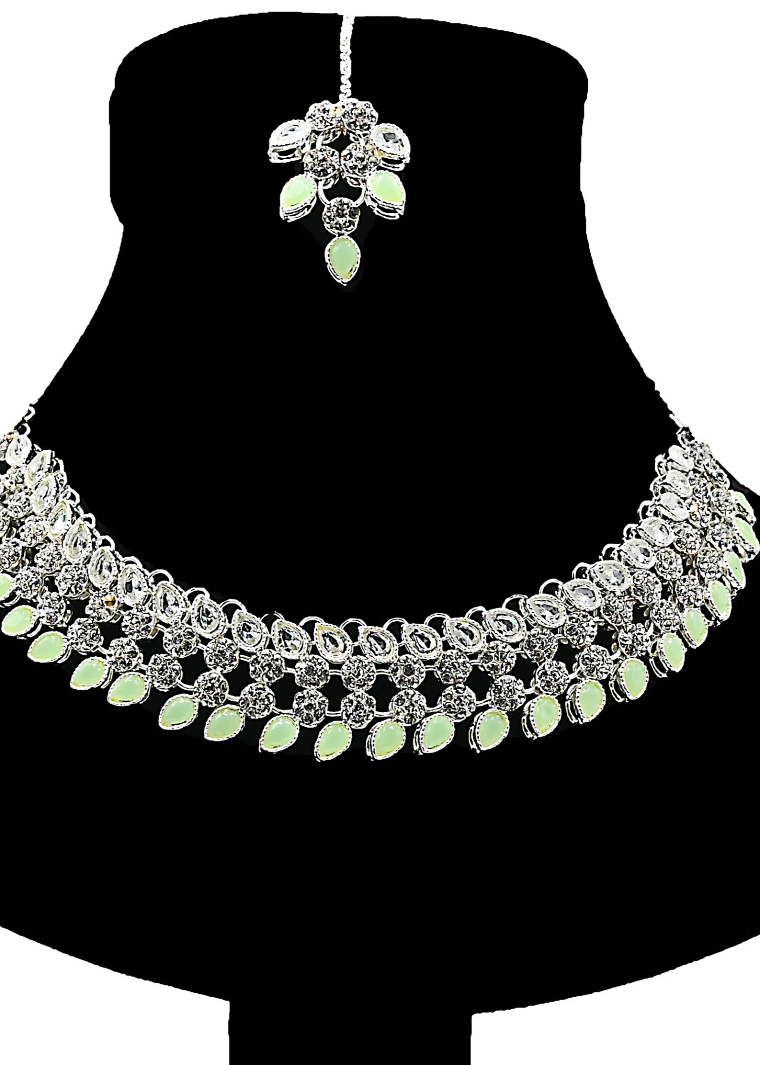 Jewelry Set in Silver, mint green Color by - Trendy Women Jewelry Set DBX7634
