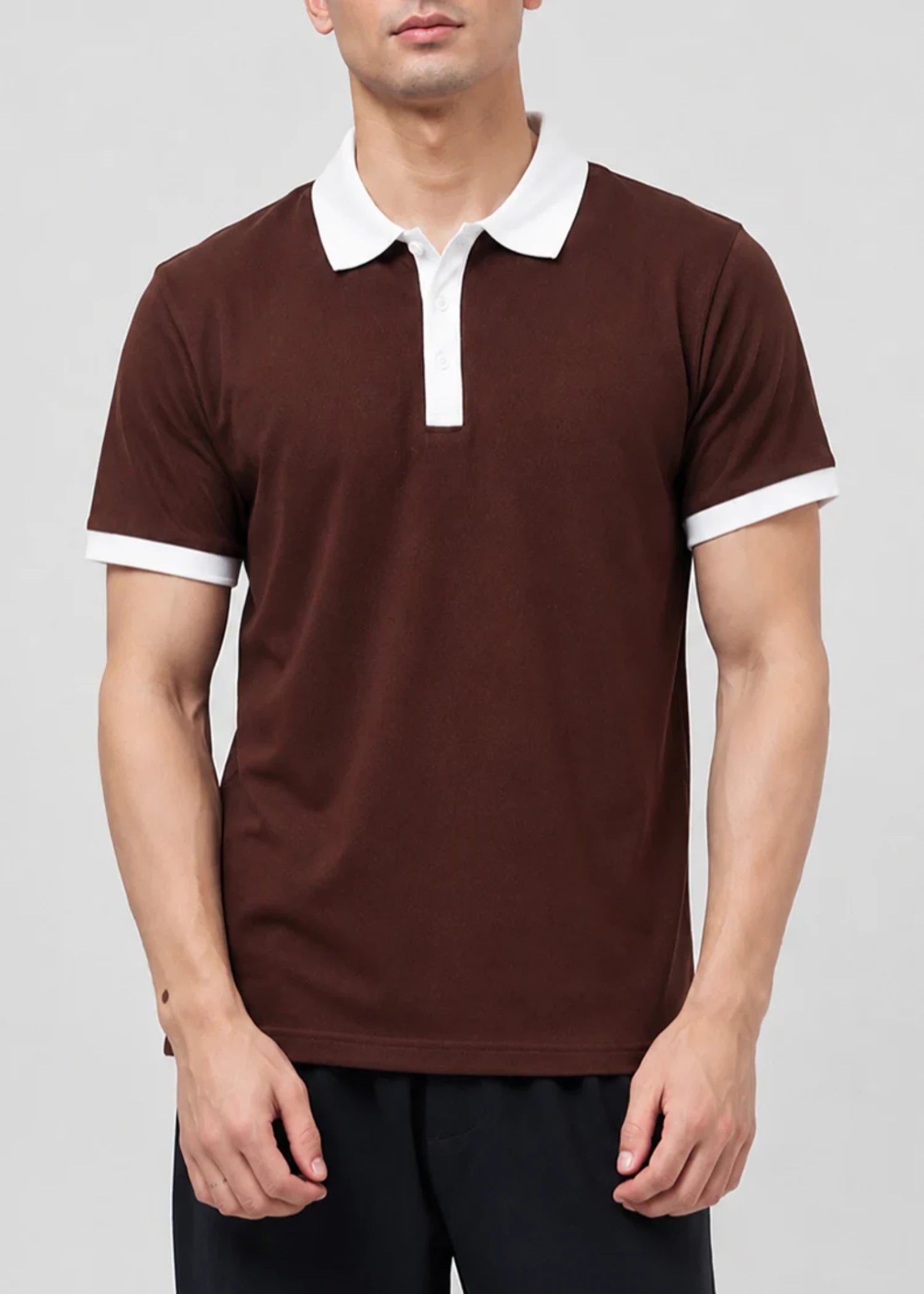 cotton Polo Shirt in Brown