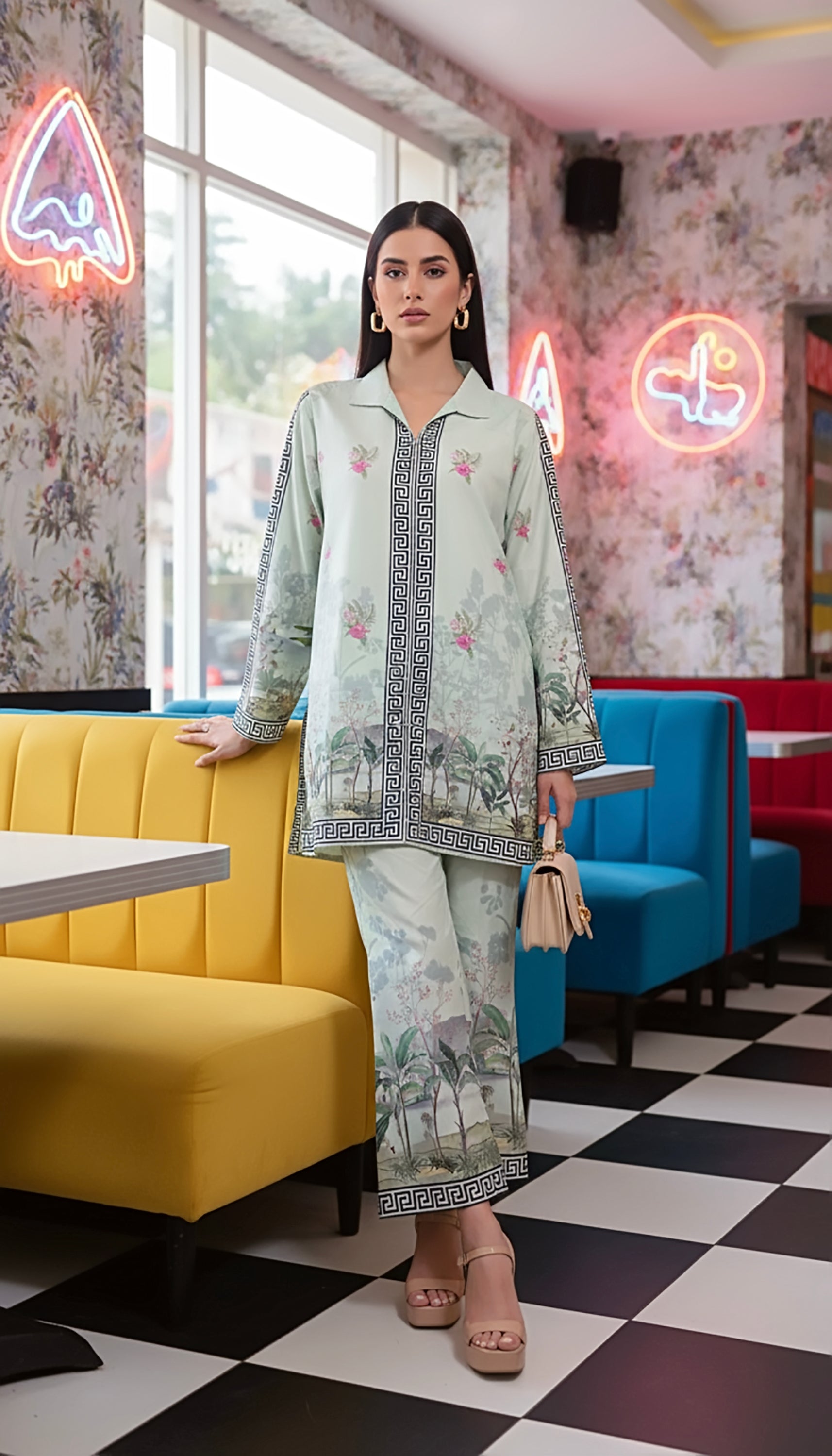 cambric Co ord Sets in Pastel green
