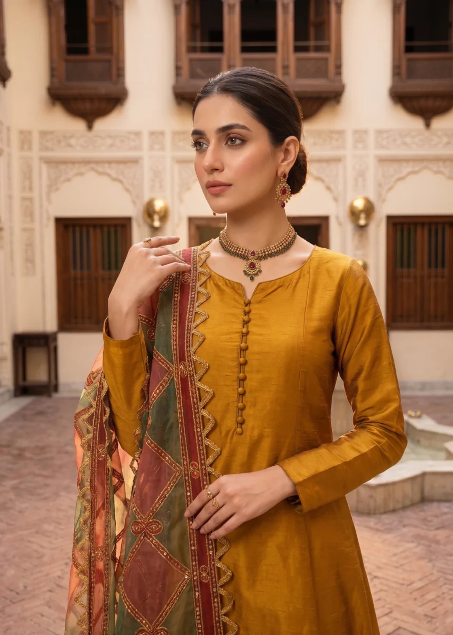 raw silk Maxi in Mustard