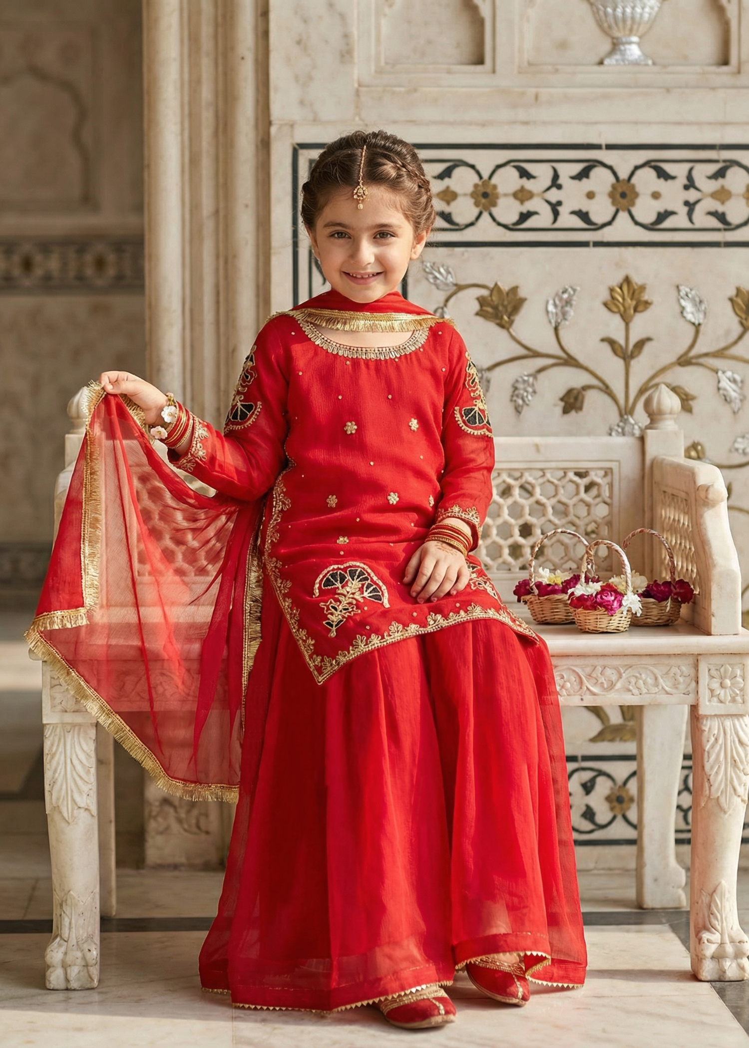 chiffon Sharara in Red