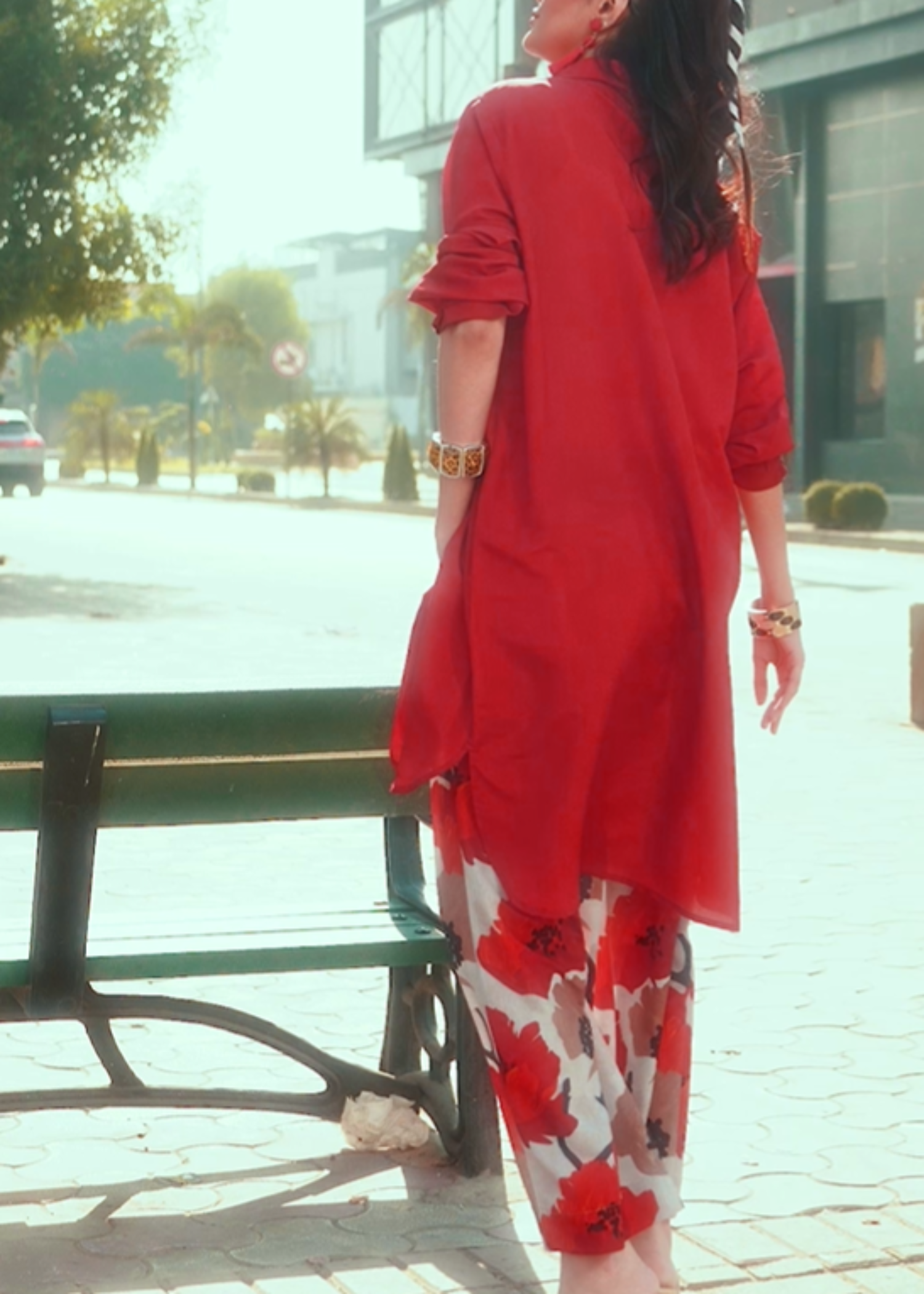 polycotton Tunic in Scarlet