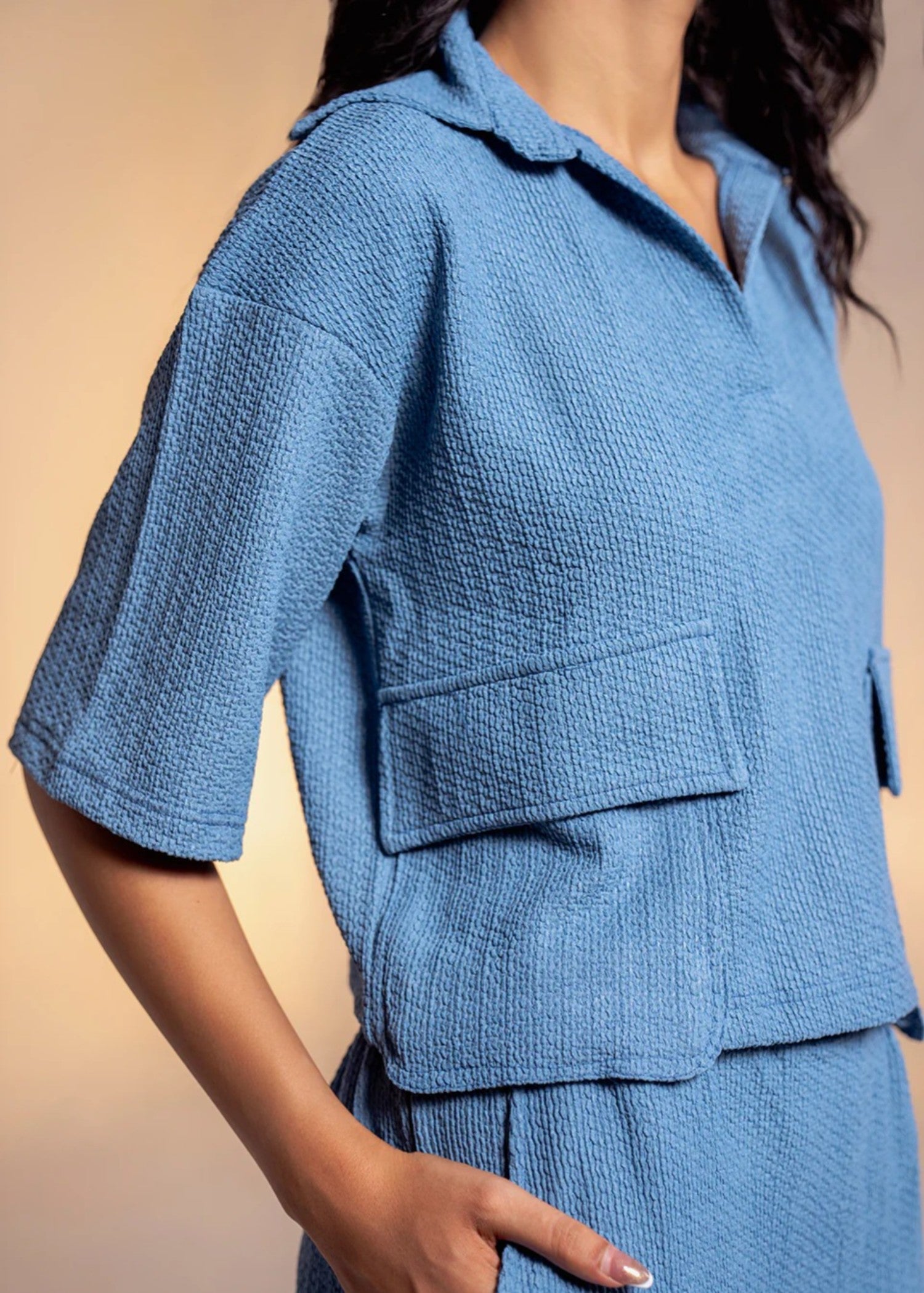 seersucker Top in Blue