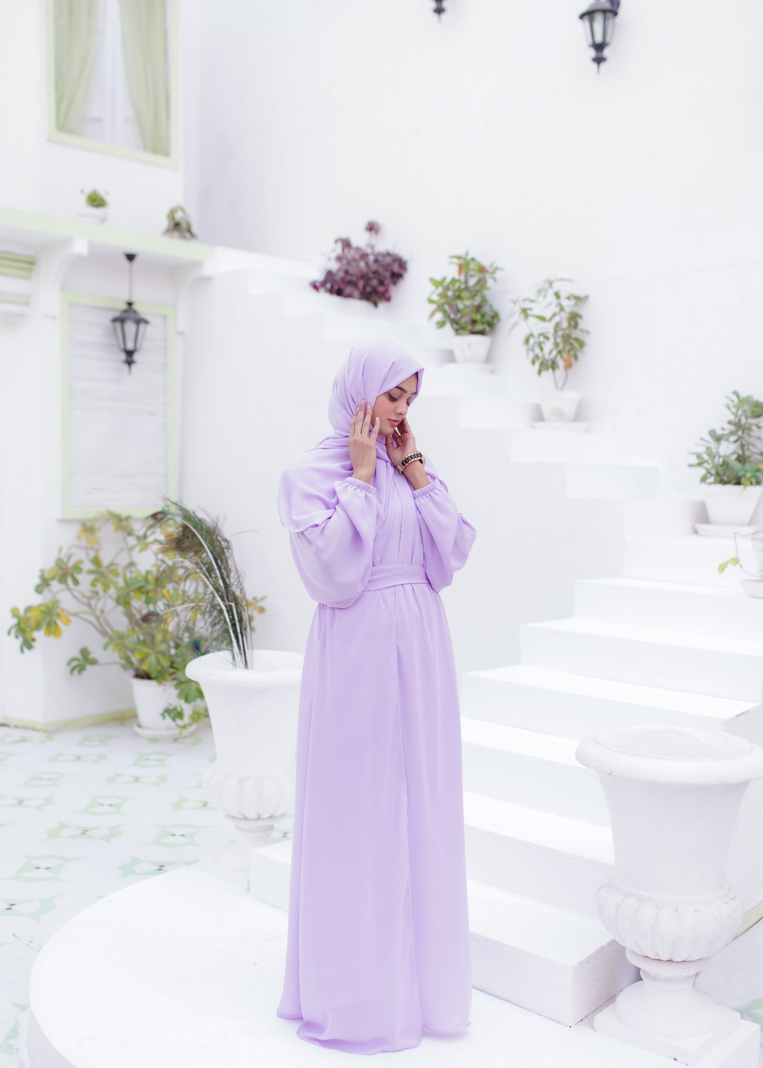 georgette Abaya in Lilac