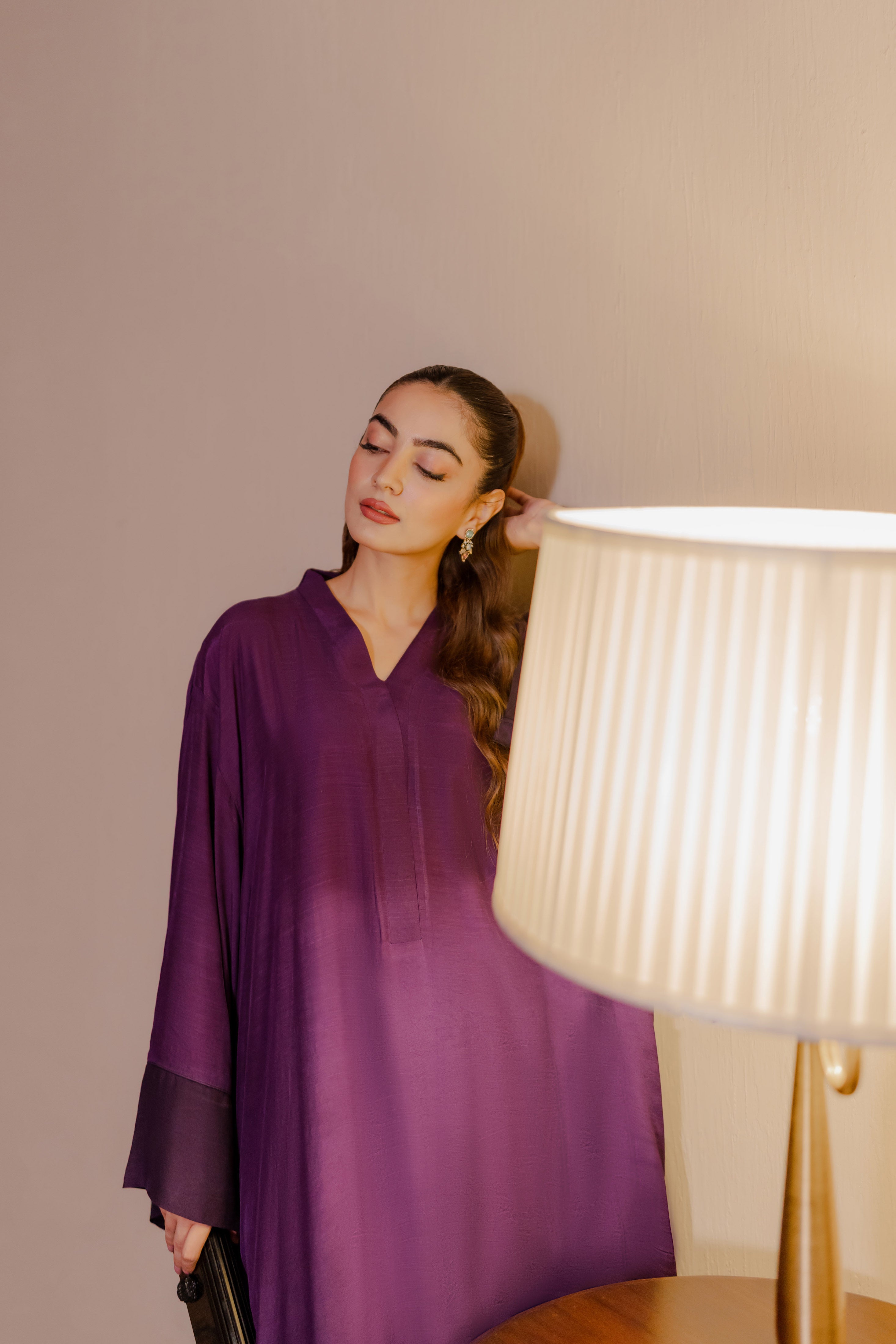 silk Kaftan in Purple heart