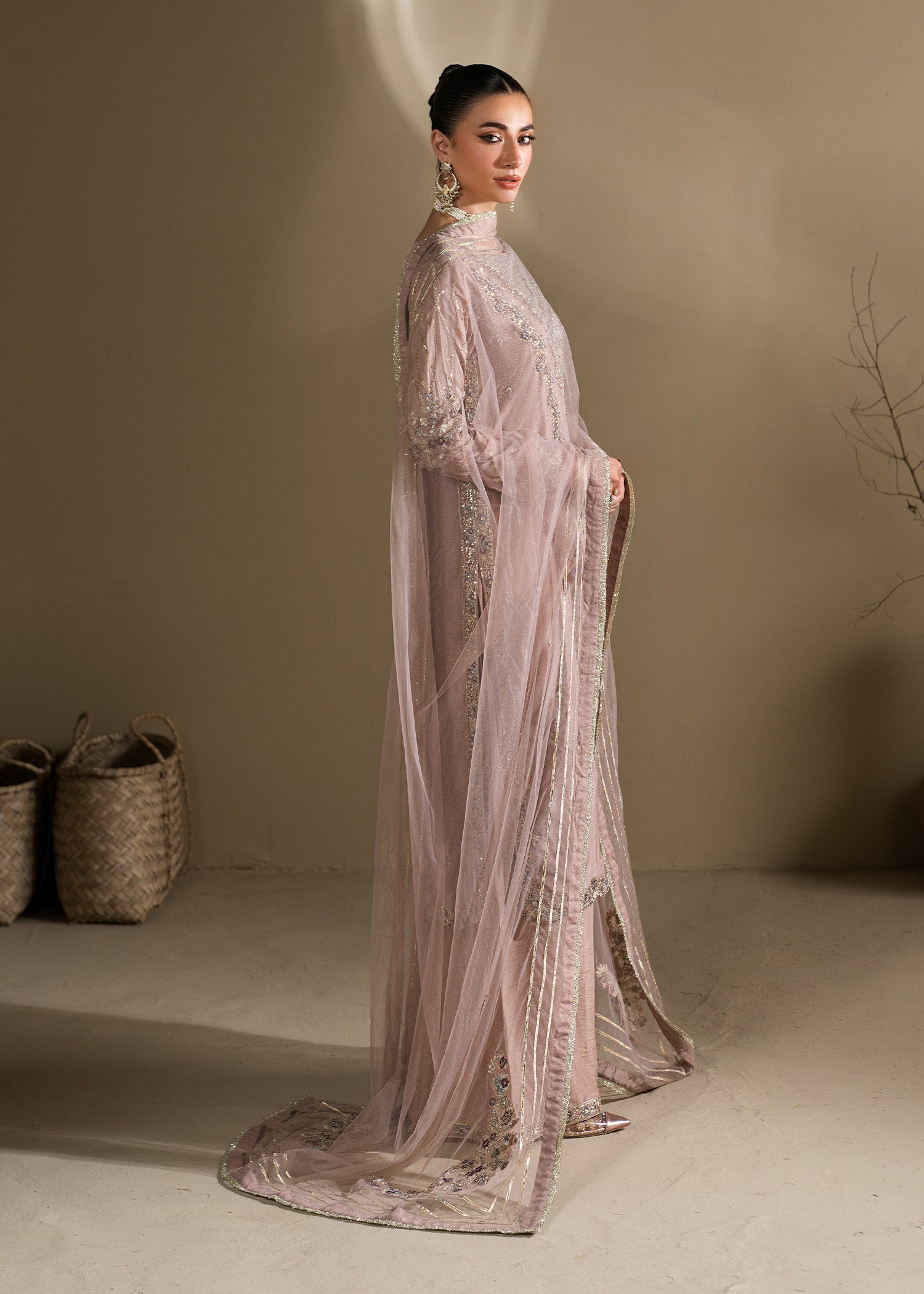 raw silk Kurta Set in Lilac