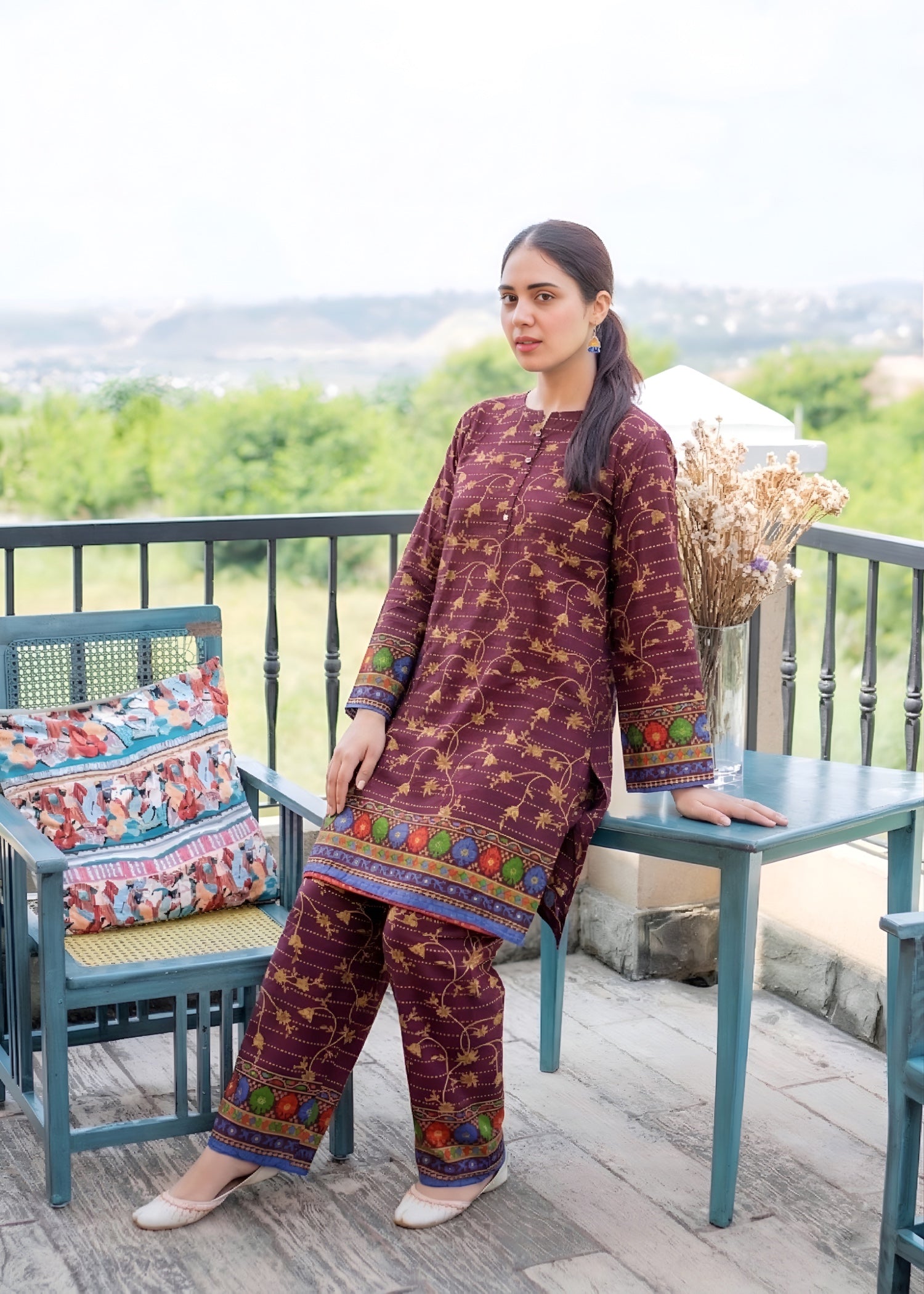 lawn Co Ord Sets in Plum purple