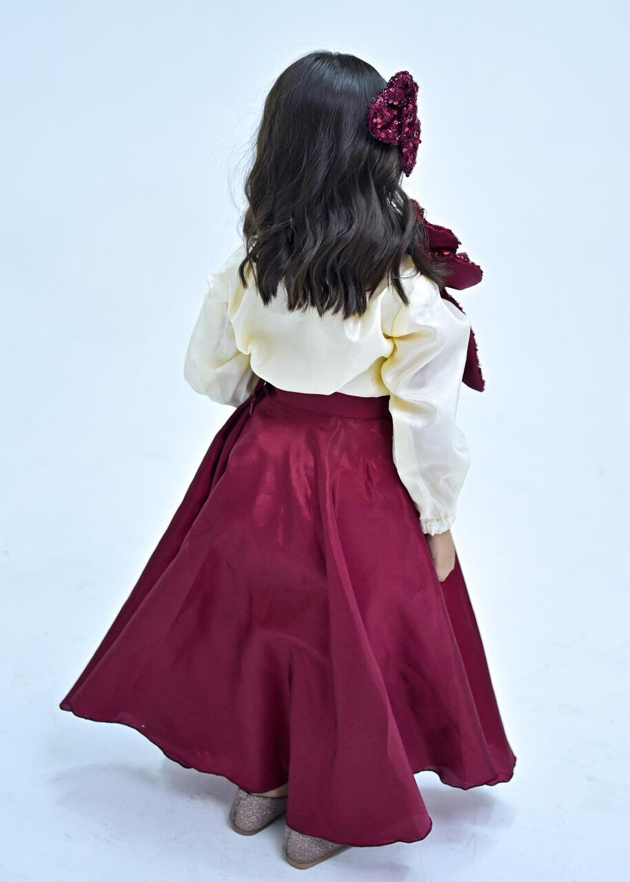kattan silk Skirt in Maroon
