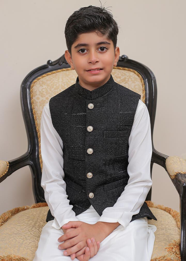 banarsi silk Waistcoat in Black