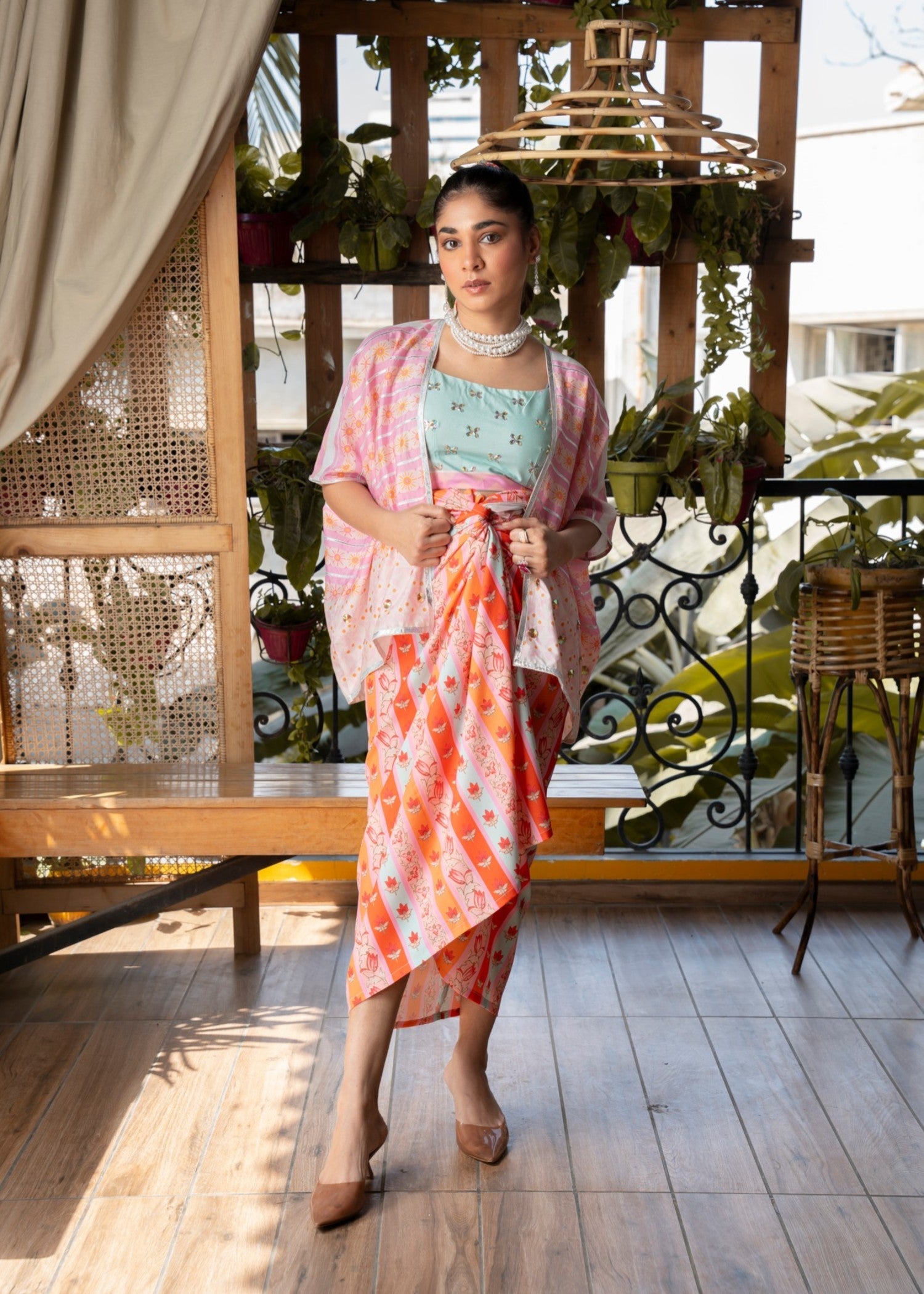 crepe georgette Skirt in Multi