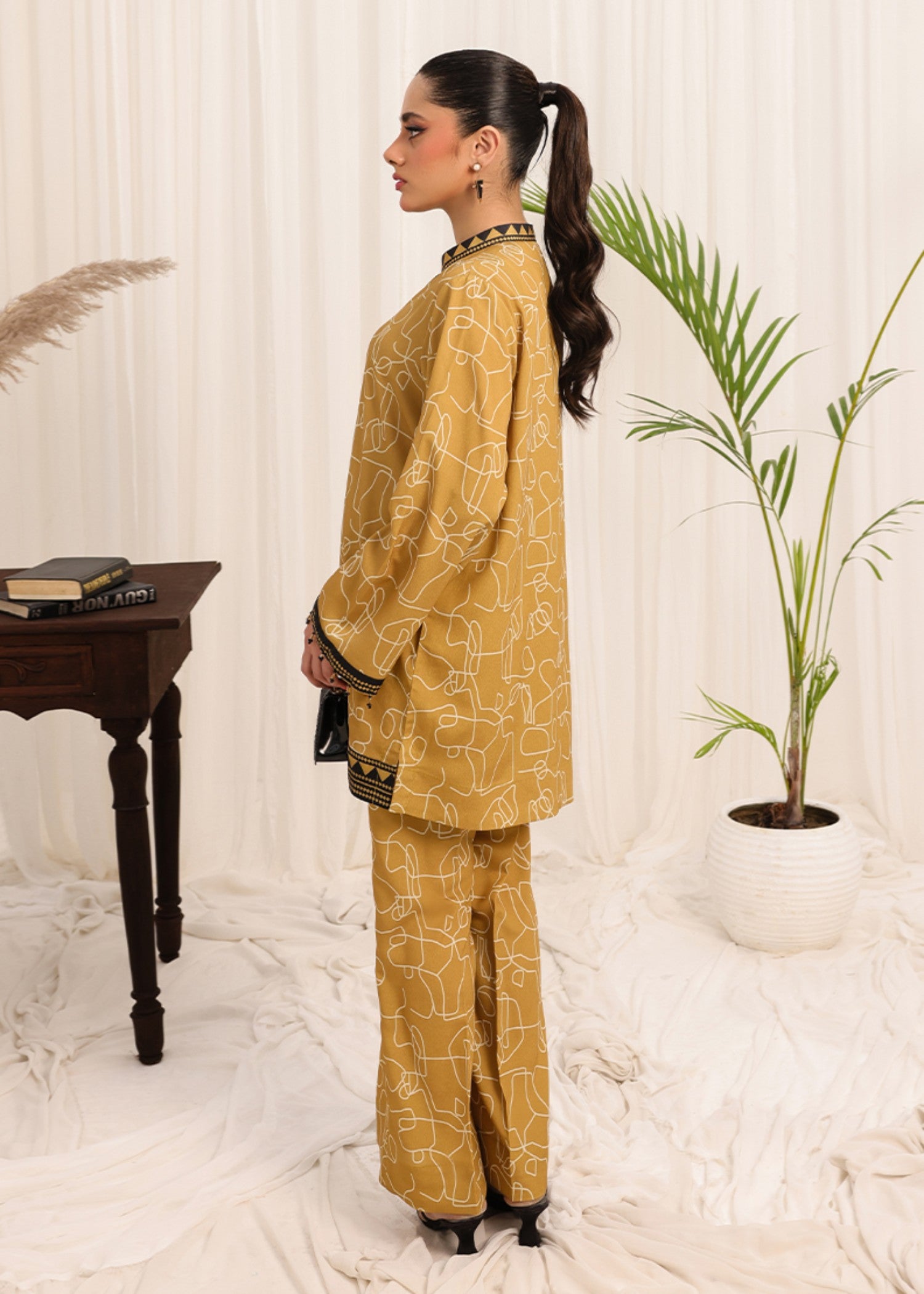 poly silk Co ord Sets in Mustard