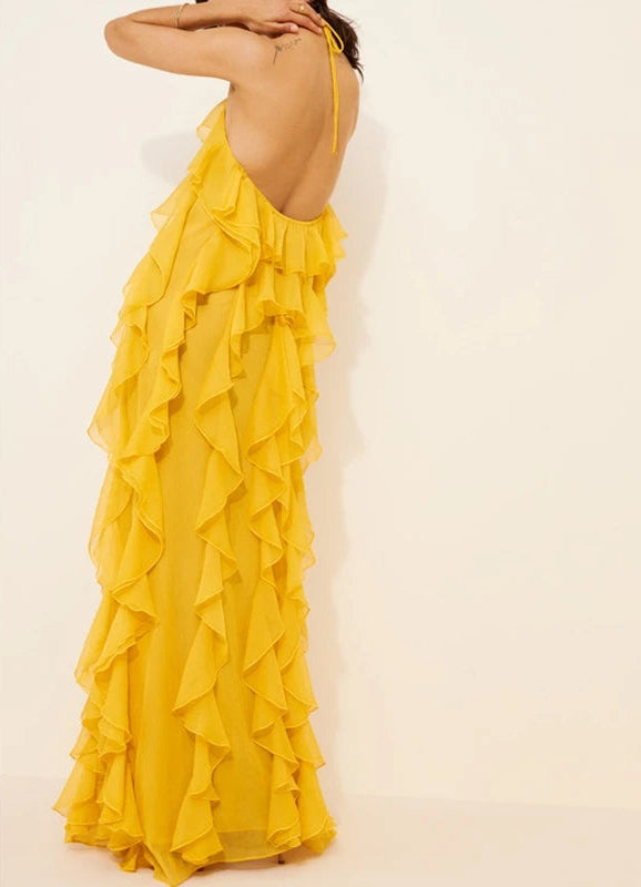VIOLET RUFFLED DRESS