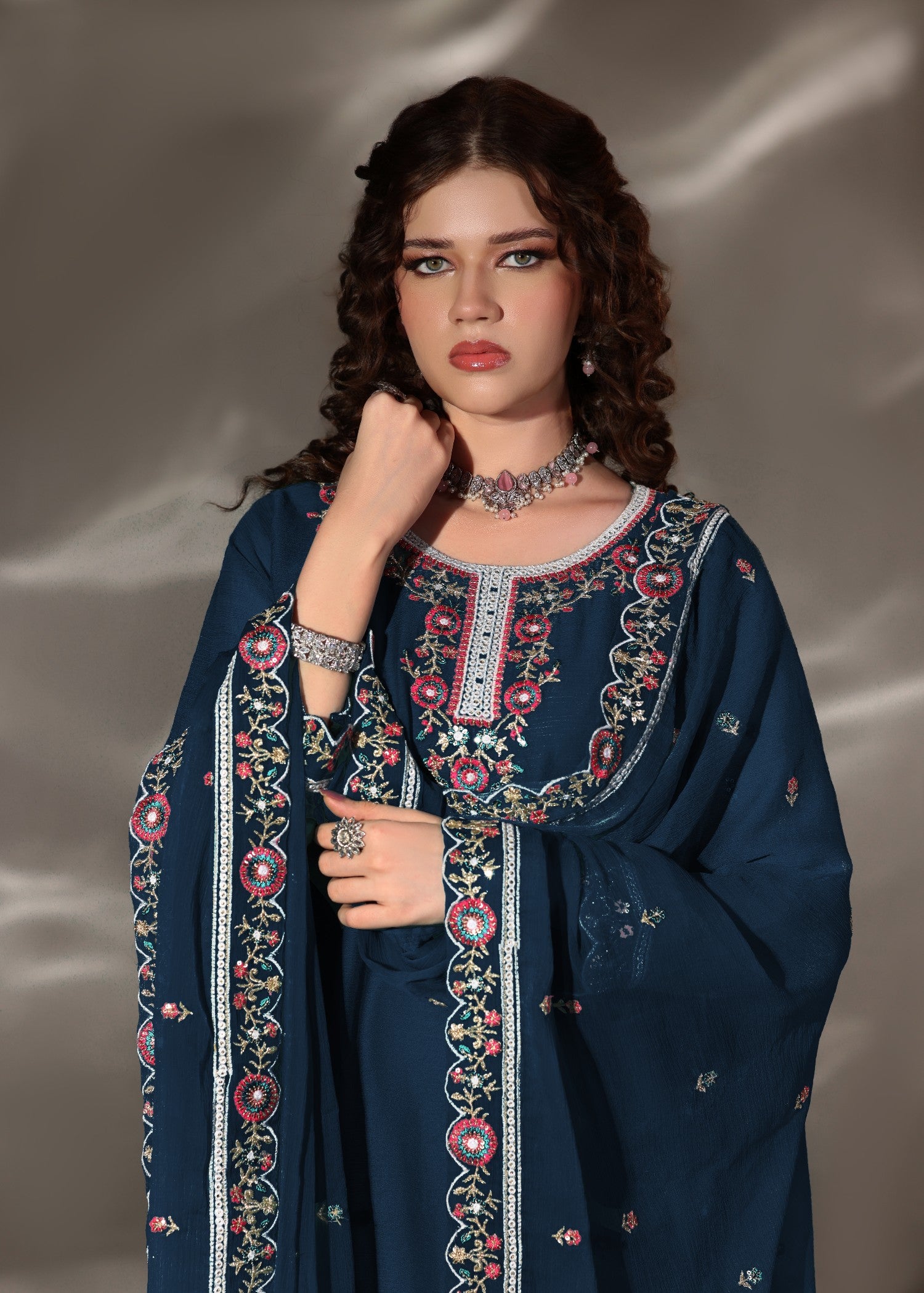 pk chiffon Sharara in Blue