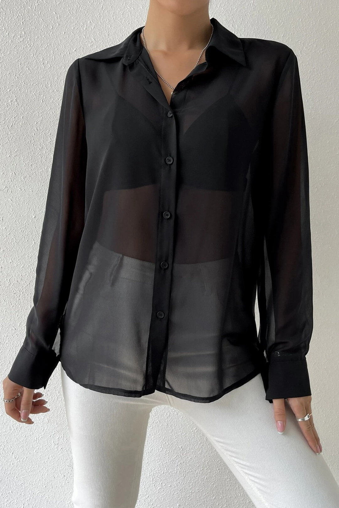 chiffon Formal Shirt in Black