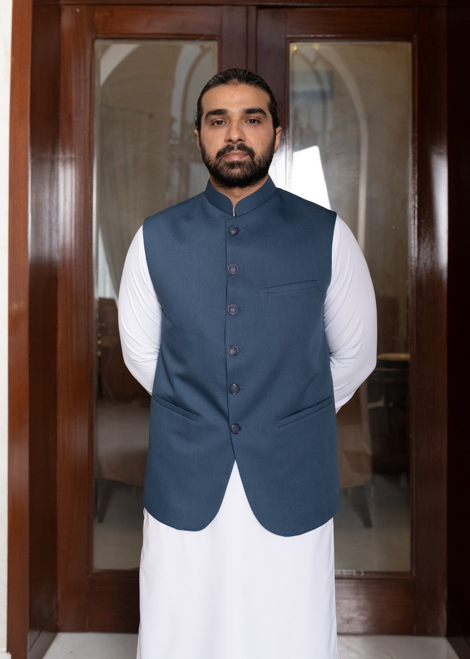 rayon Waistcoat in Royal blue