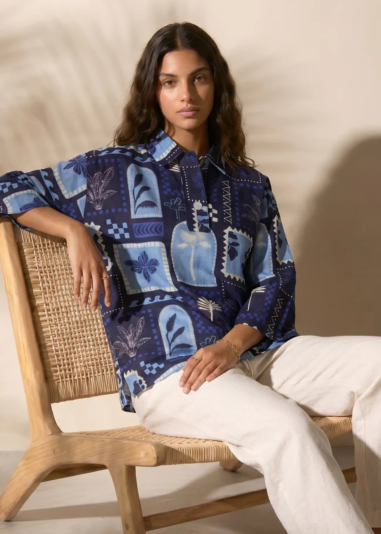 khaddar Top in Blue