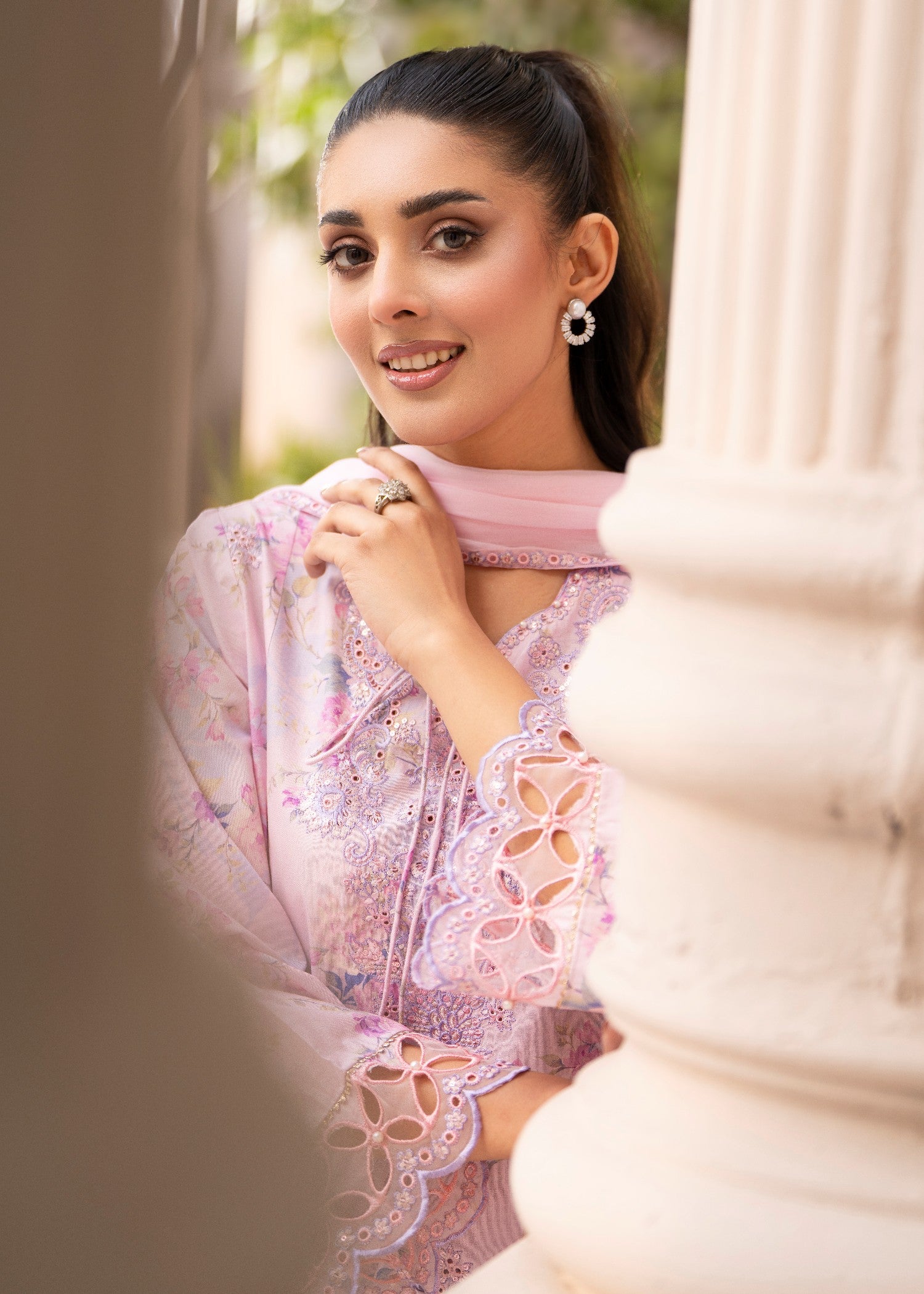 cambric Kurta Set in Lavender