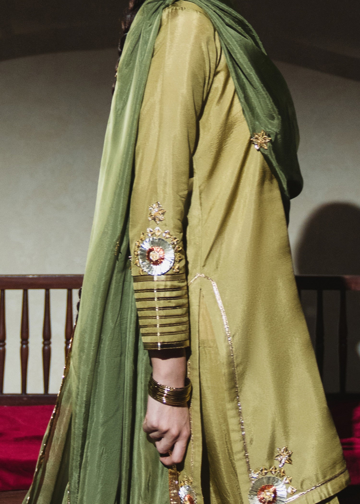 grip Kurta Set in Apple green