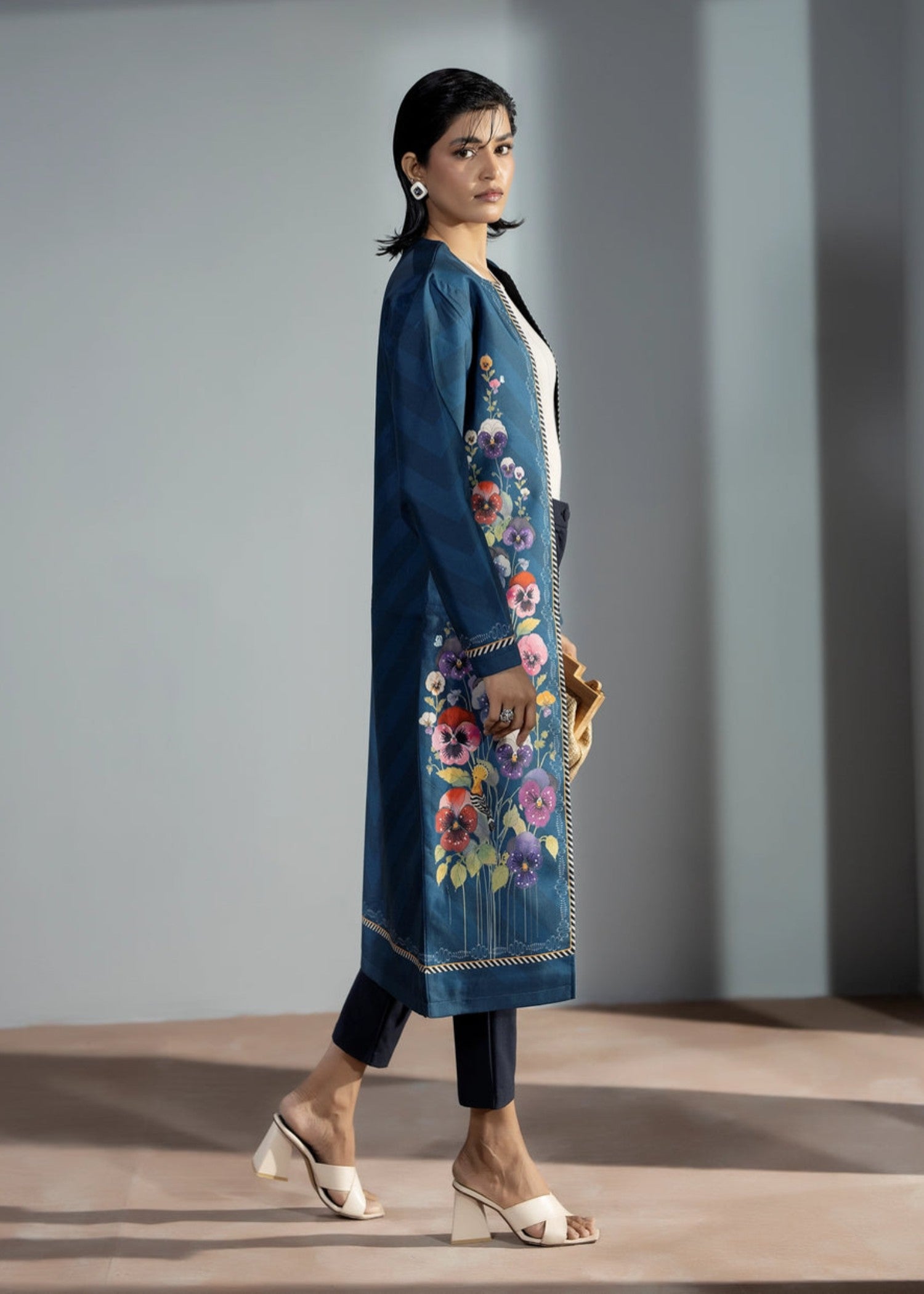 blended cambric Coat in Ocean blue