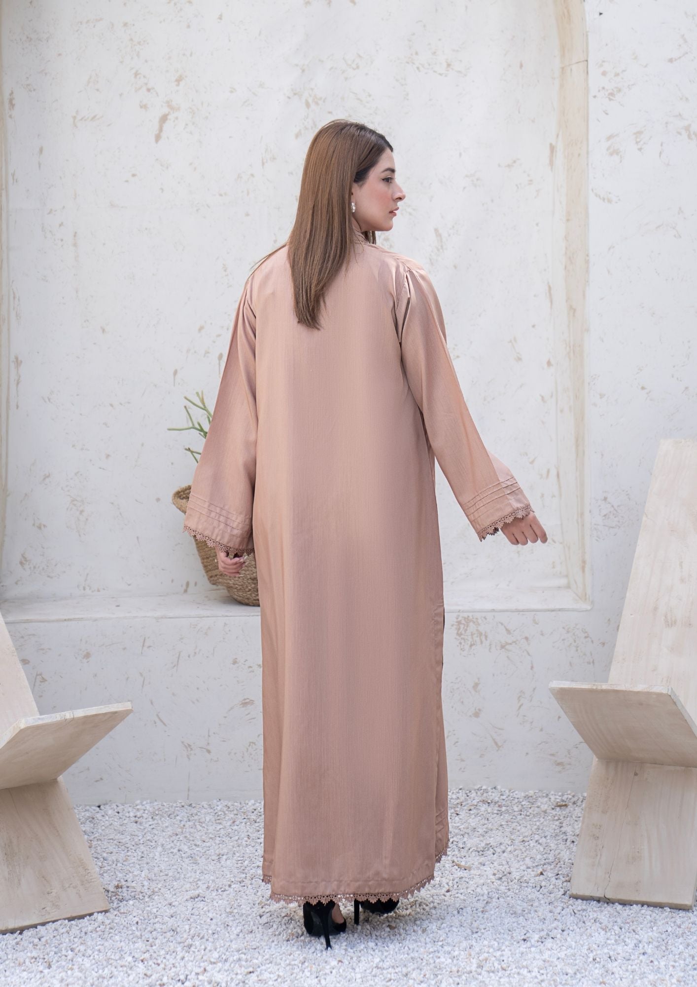 viscose raw silk Kurta Set in Camel brown